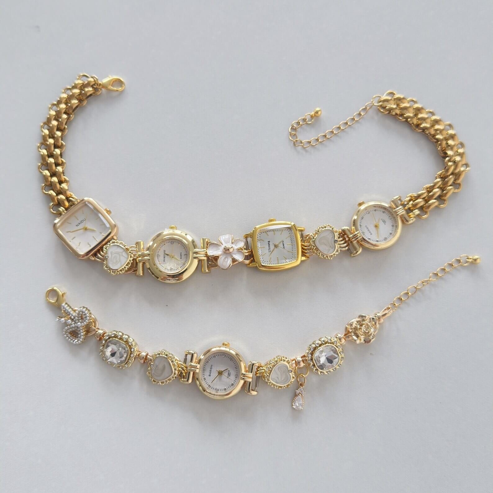 Elegant Pearl Crystal Handmade Neon Cyber Watch Pendant Necklace stylish watch choker necklace