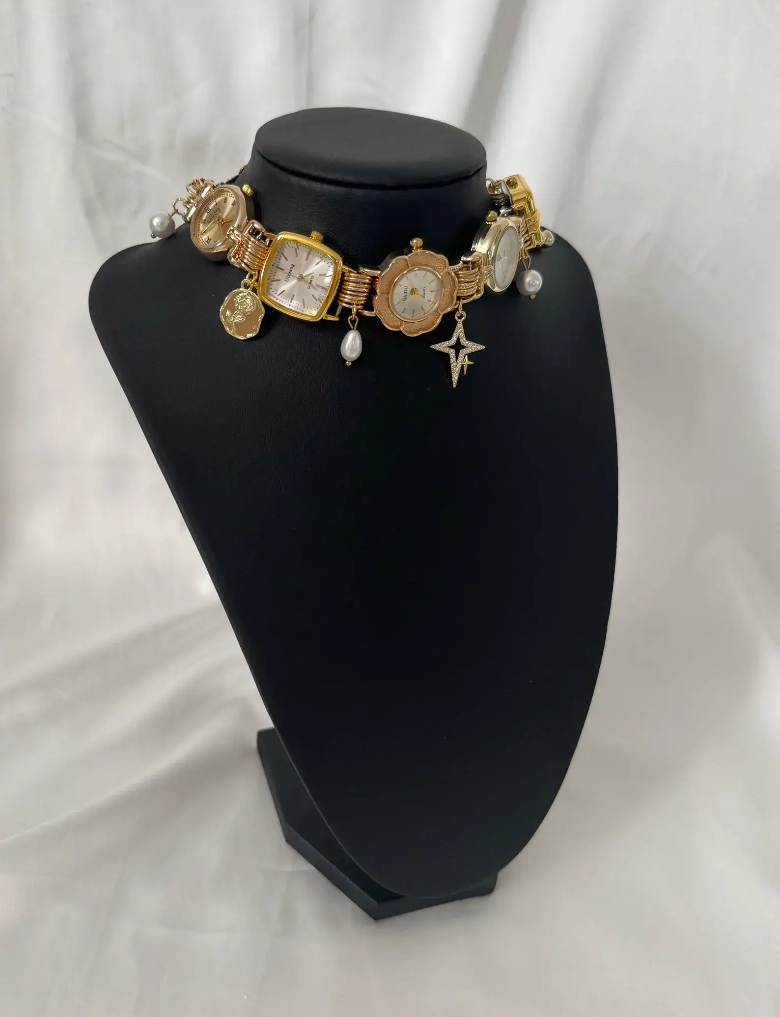 Luxury Chrome Cyberpunk Watch Necklace stylish watch choker necklace