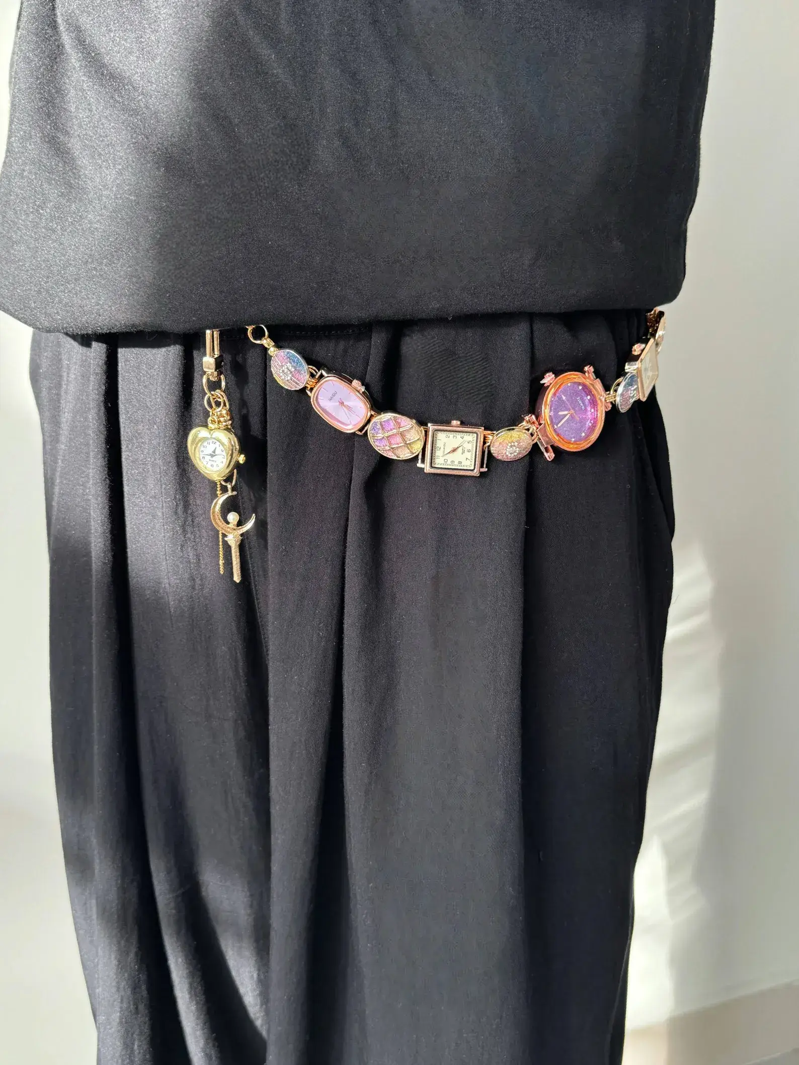 gold minimalist watch pants chain luxury streetwear jewelry