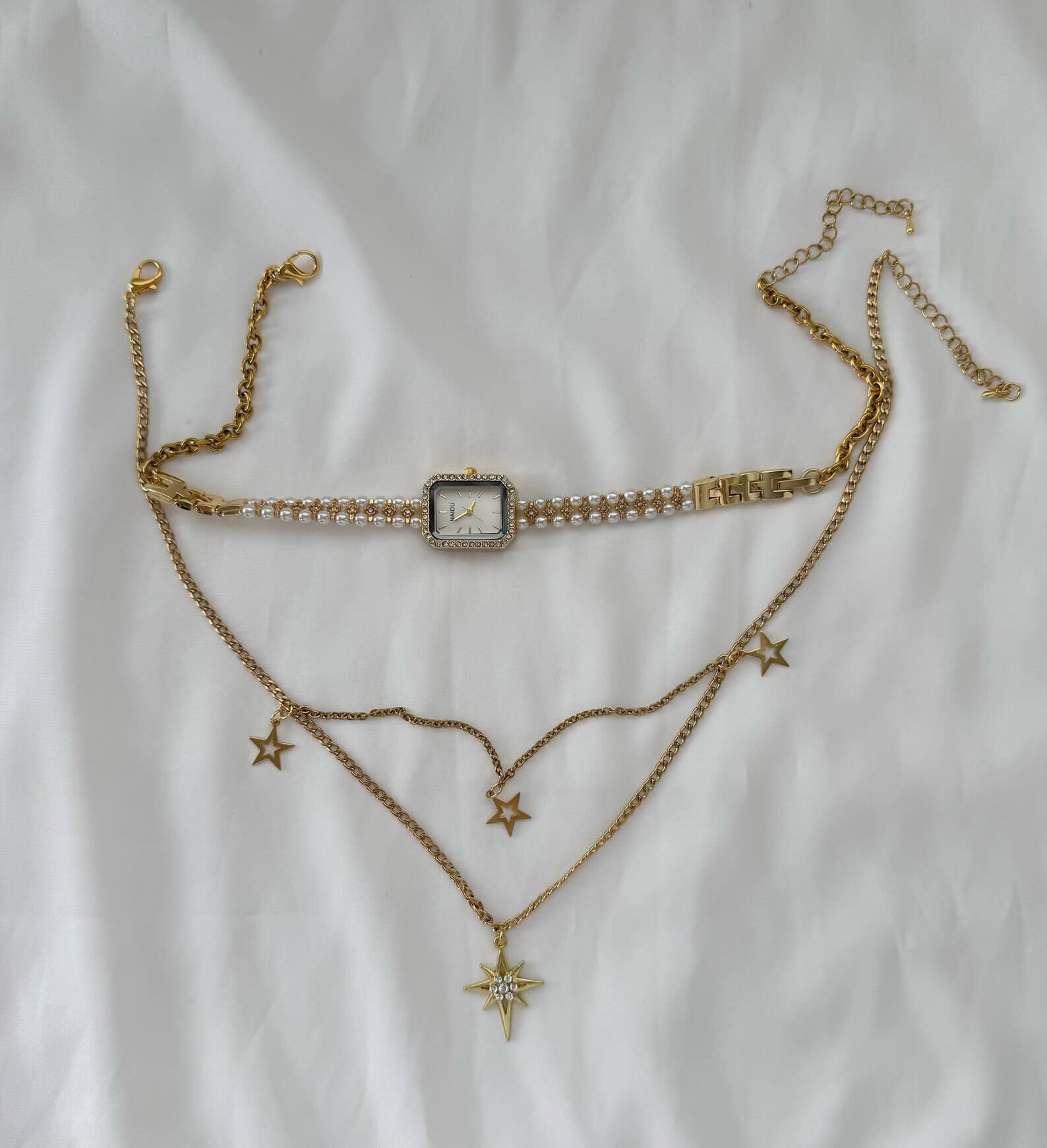 Elegant Handmade Pearl Watch Necklace stylish watch choker necklace
