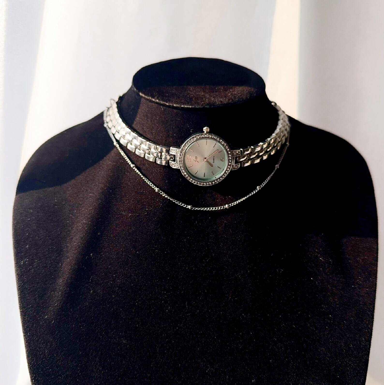 Trendy Neon Cyberpunk Layered Watch Necklace stylish watch choker necklace