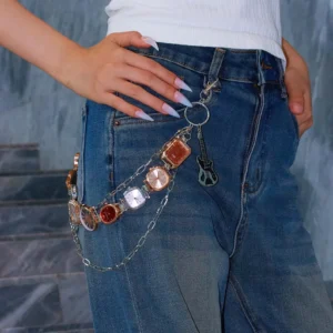 stainless steel punk pants chain gothic watch belt accessory 22