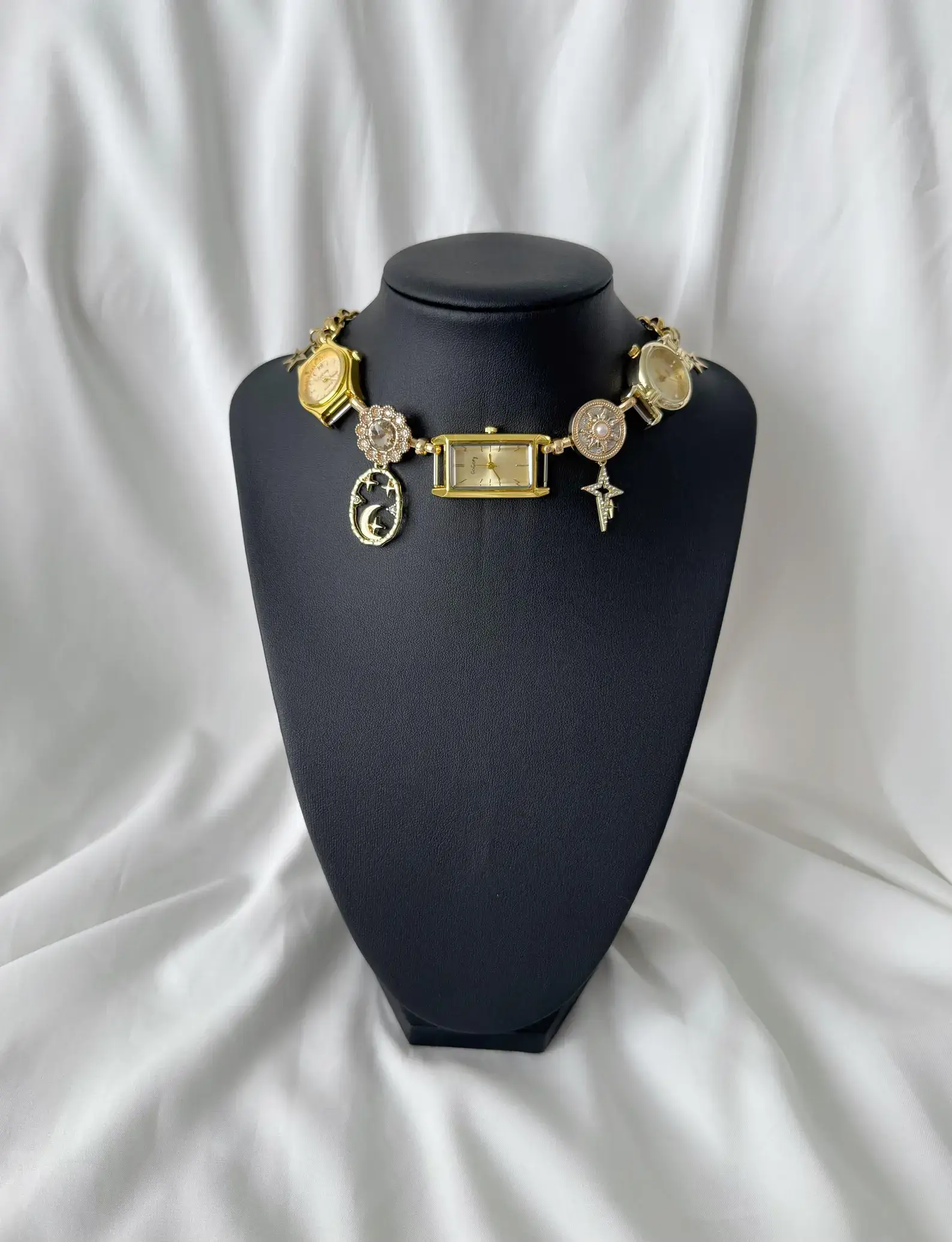 Boho Crystal Pendant Watch Necklace stylish watch choker necklace