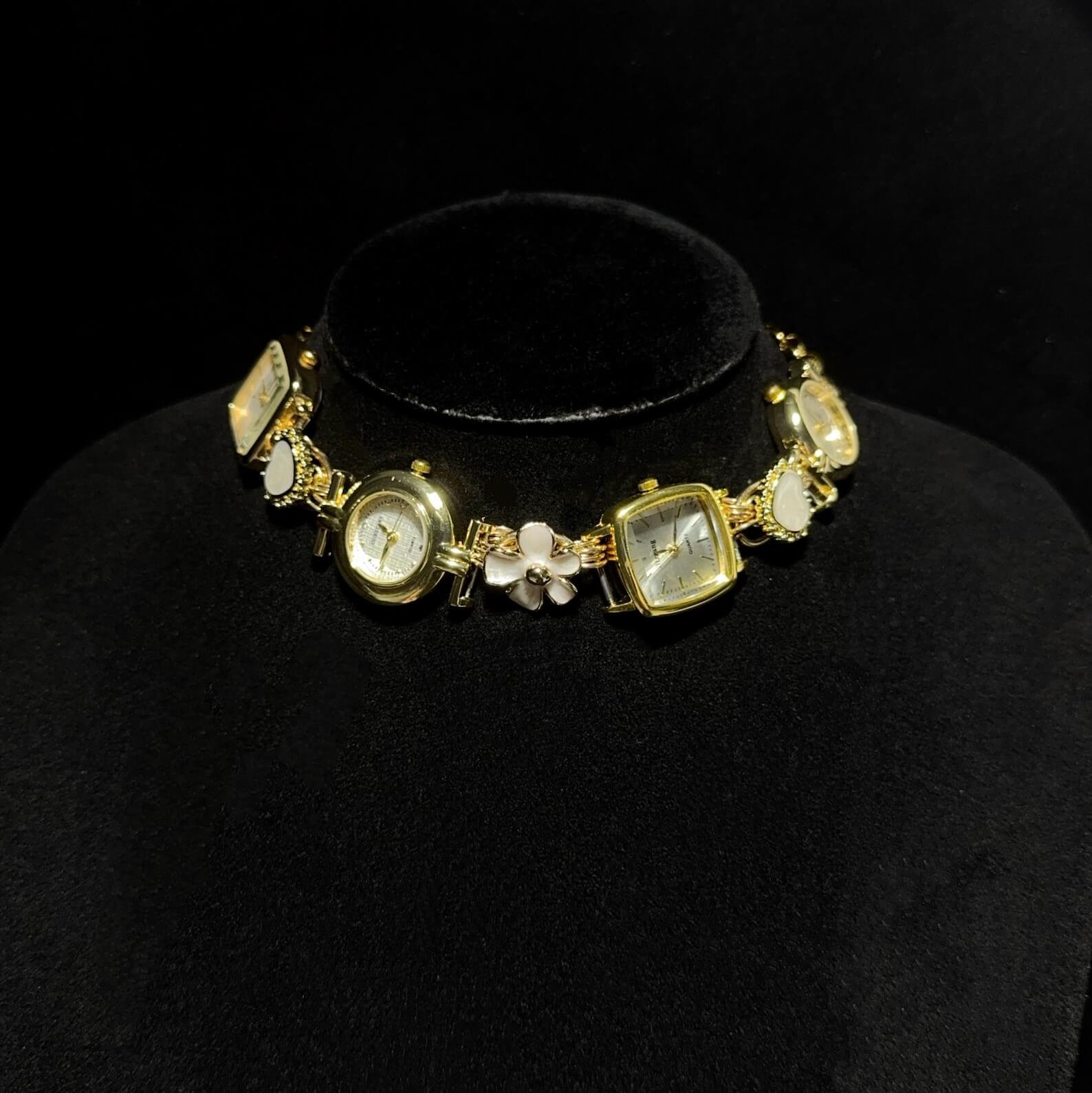 Minimalist Gold Plated Cyberpunk Watch Necklace stylish watch choker necklace