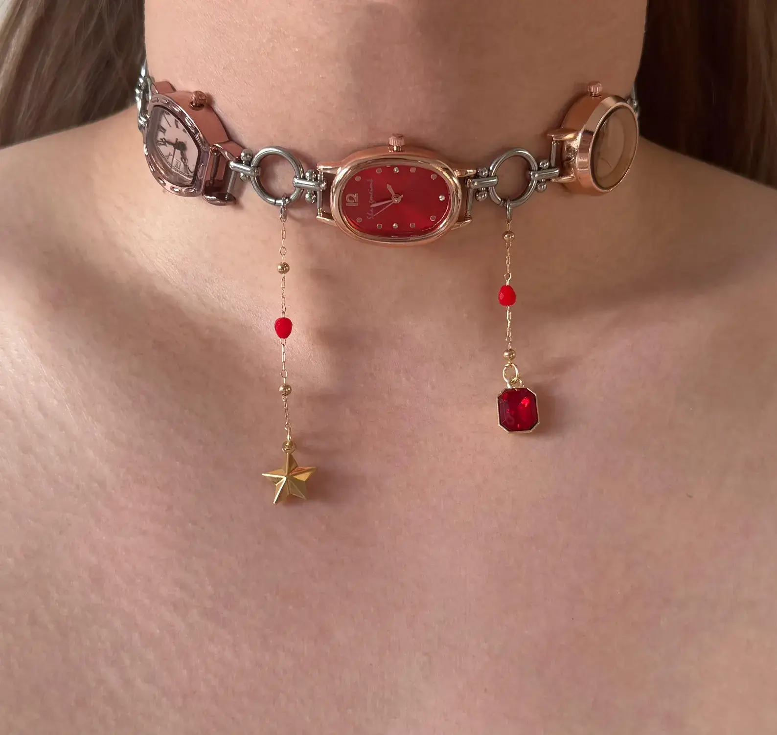 Adjustable Leather Band Watch Necklace stylish watch choker necklace