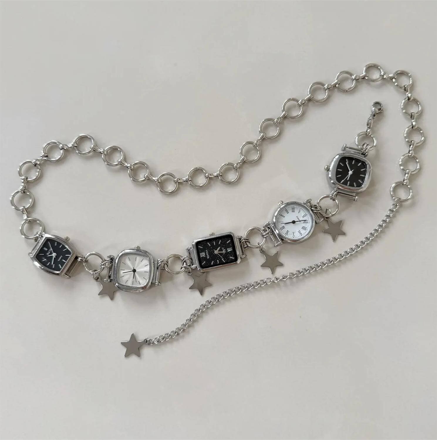 Silver cyberpunk pants chain for streetwear by Dua Lipa