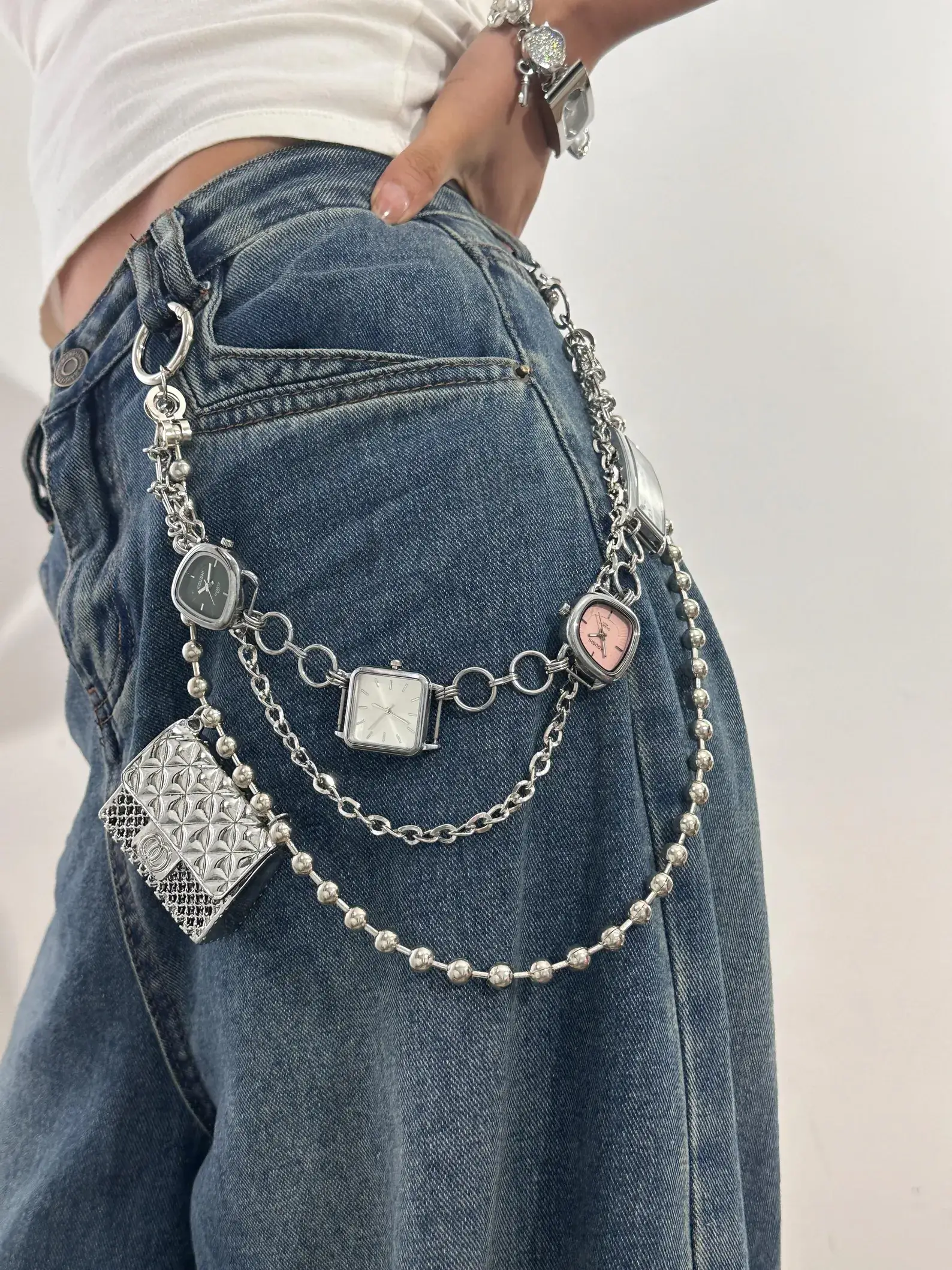titanium y2k style watch pants chain cyberpunk streetwear jewelry 11