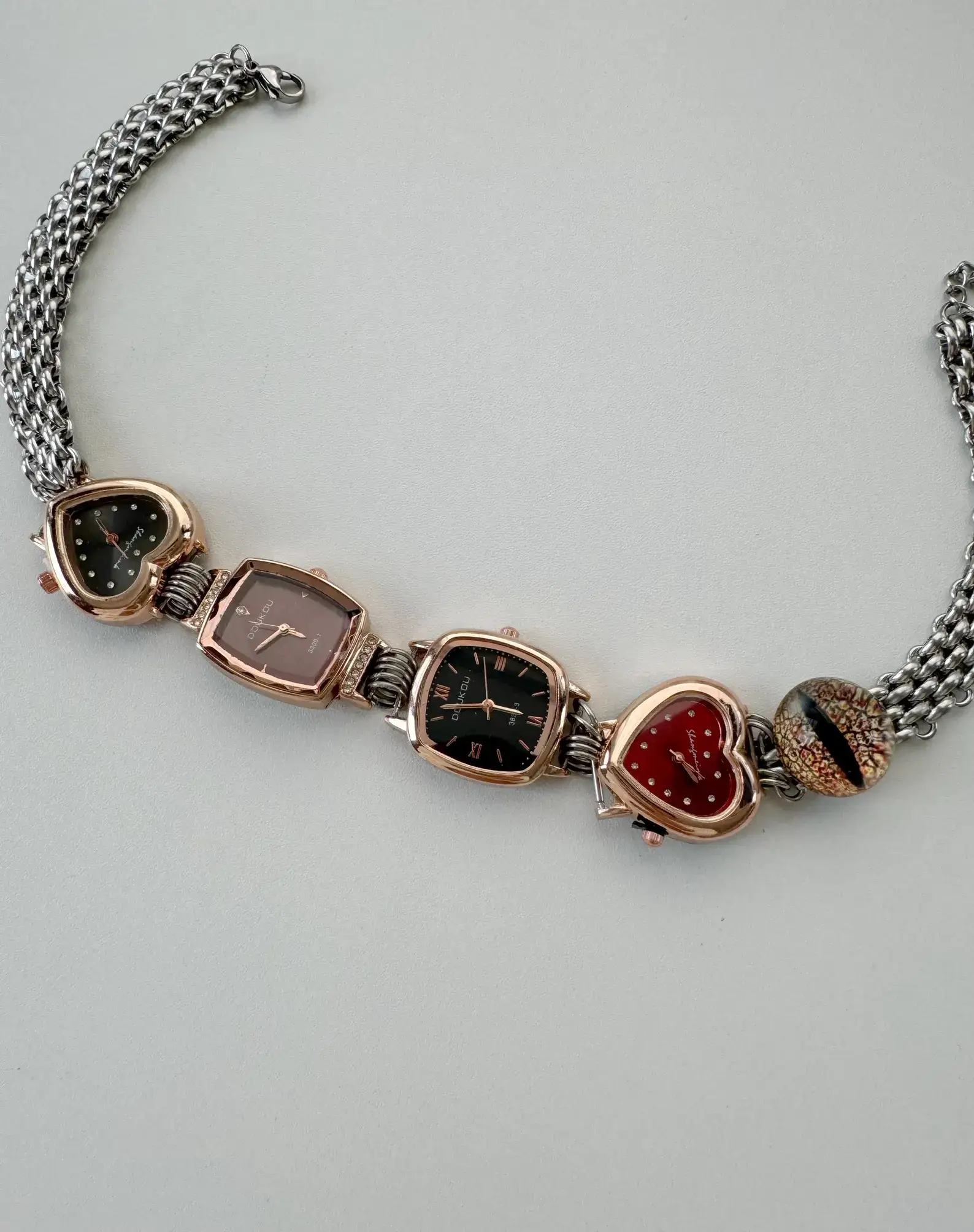 Bold Punk Crystal Watch Pendant Necklace stylish watch choker necklace