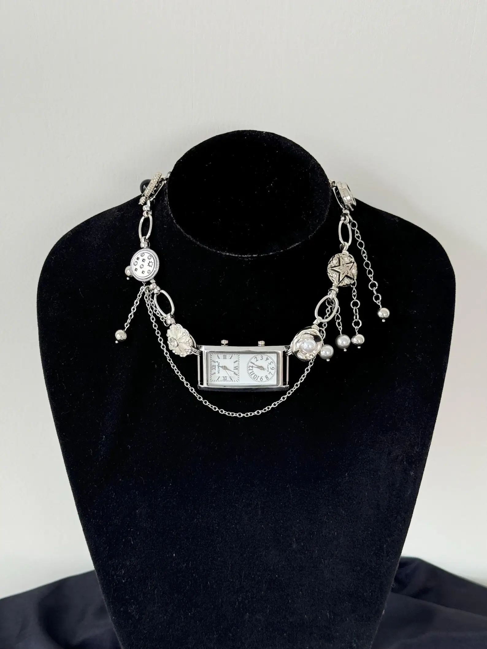 Boho Crystal Punk Handmade Watch Necklace stylish watch choker necklace