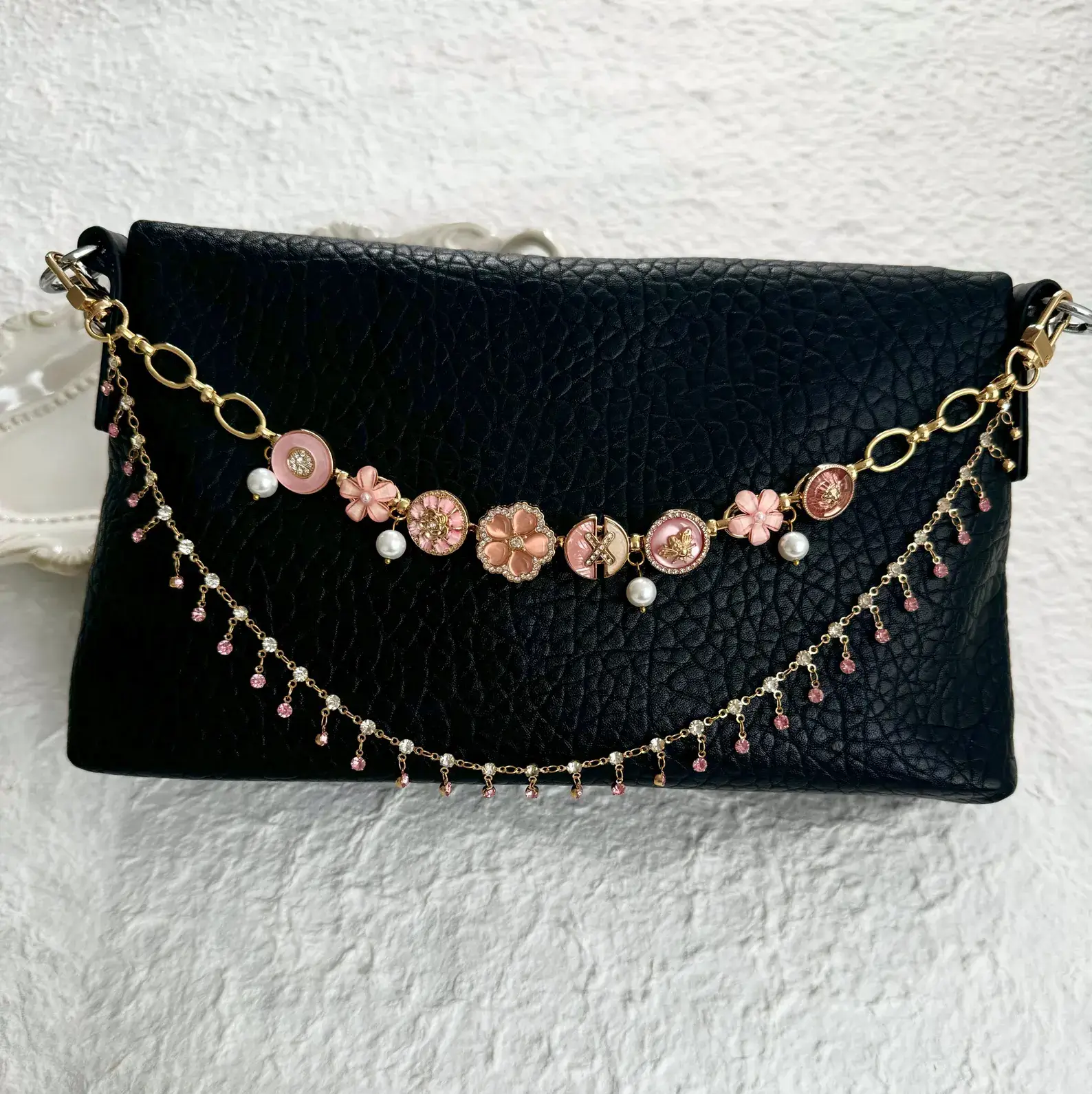 Handmade vintage gold watch bag chain styled by Taylor Swift