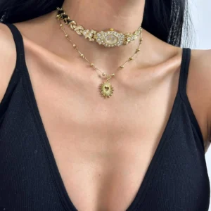 Elegant Pearl Crystal Watch Choker stylish watch choker necklace