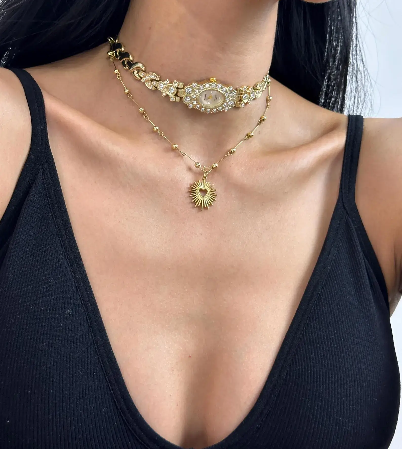 Elegant Pearl Crystal Watch Choker stylish watch choker necklace