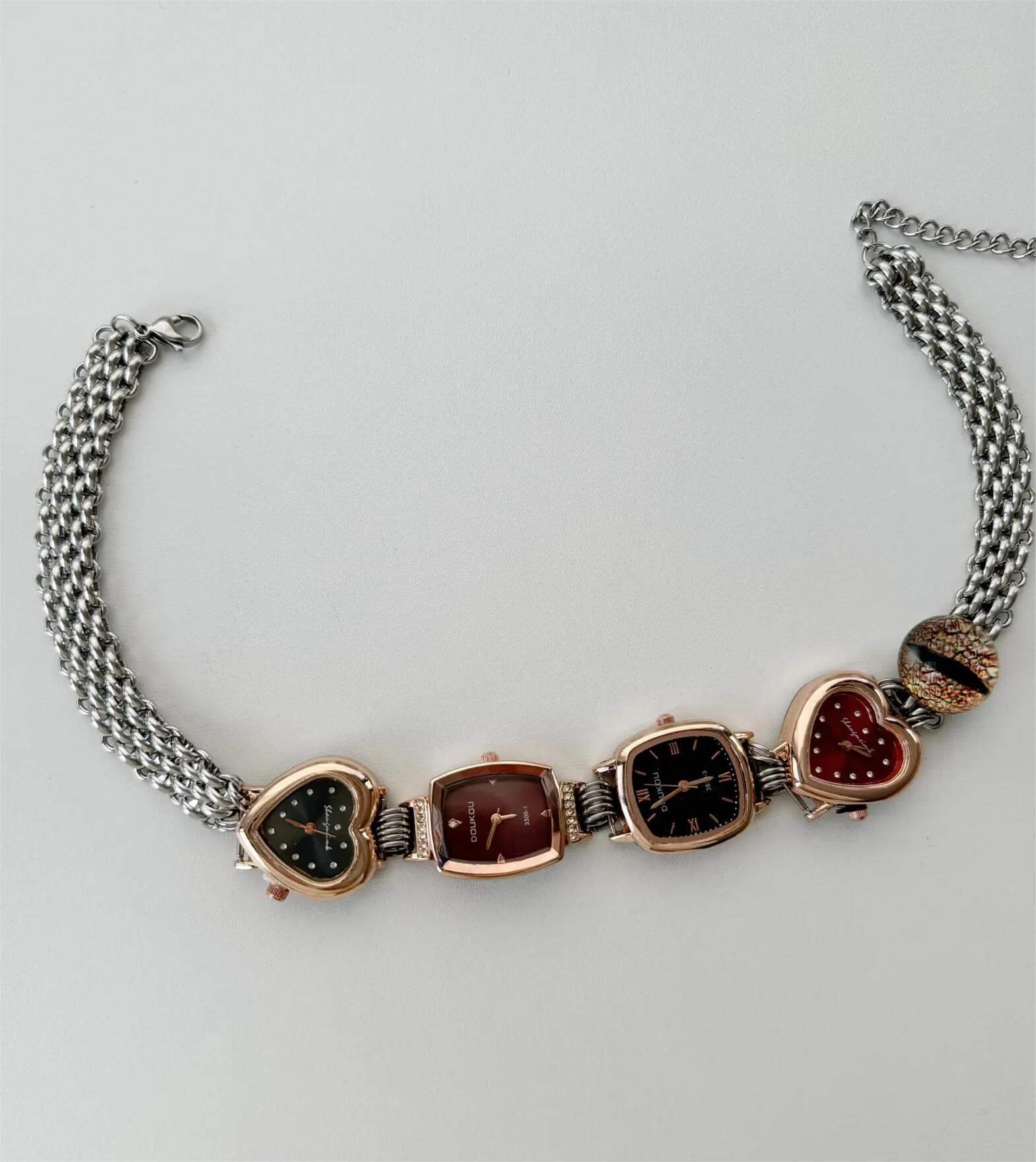 Bold Punk Crystal Watch Pendant Necklace stylish watch choker necklace