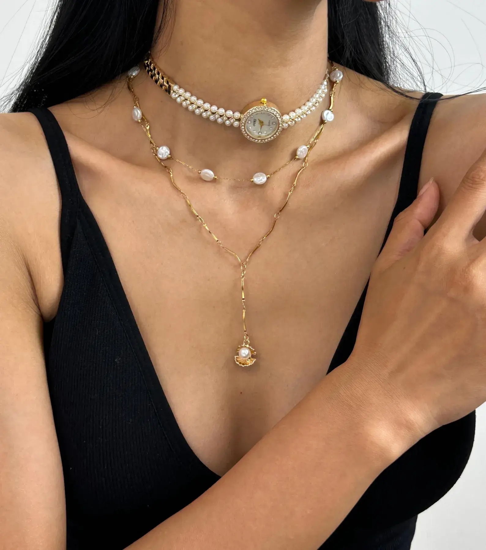 Modern Stainless Steel Watch Necklace stylish watch choker necklace