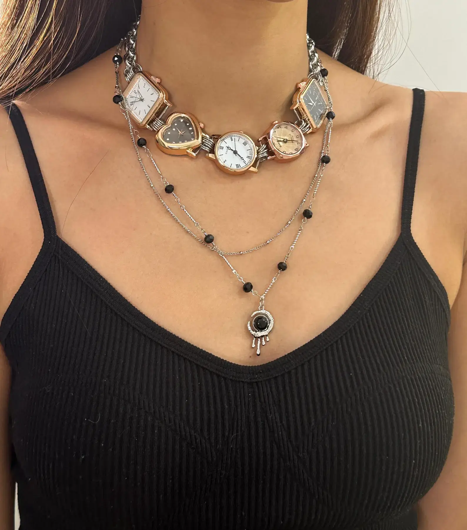 Bold Punk Leather Watch Choker stylish watch choker necklace