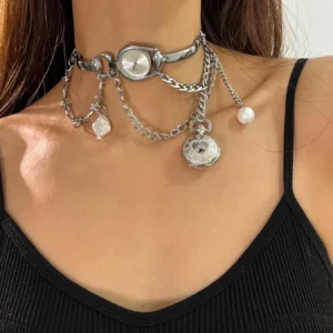 Classic Silver Techwear Watch Choker stylish watch choker necklace