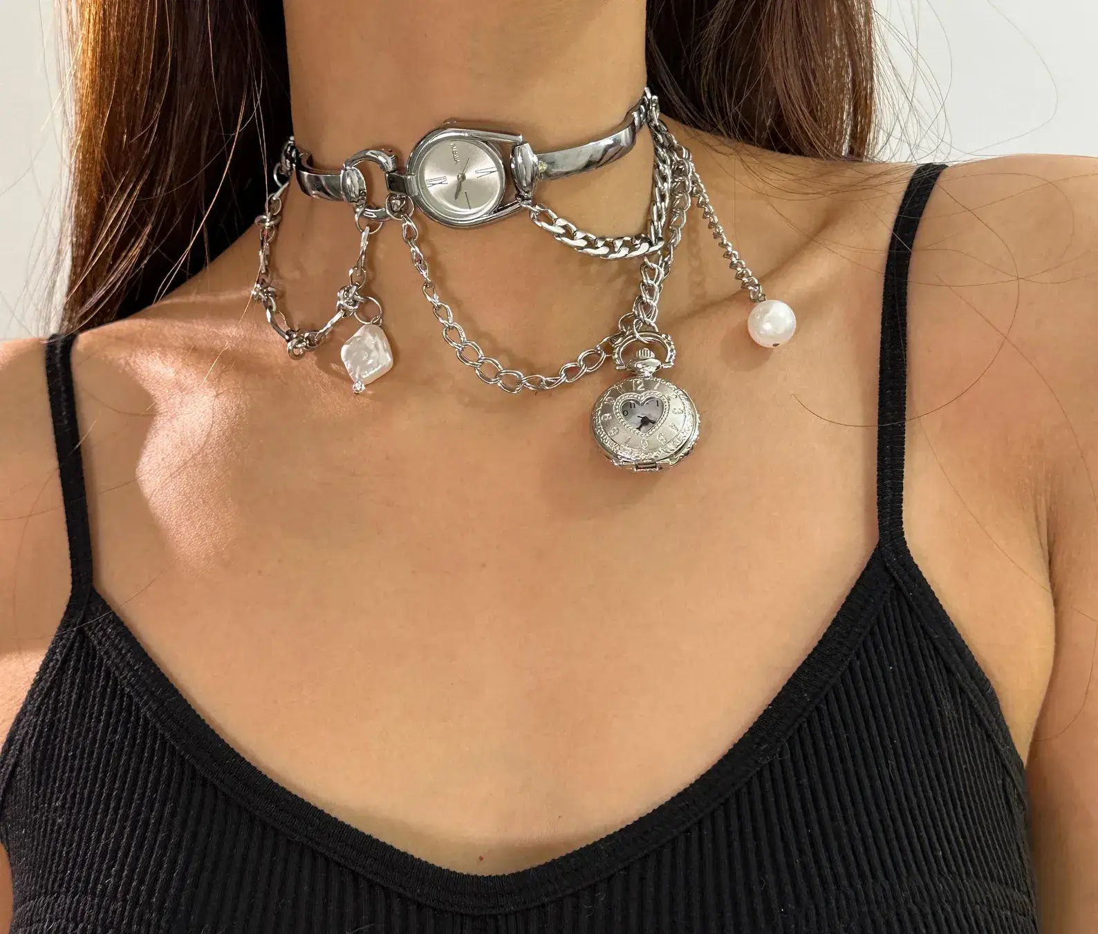 Classic Silver Techwear Watch Choker stylish watch choker necklace