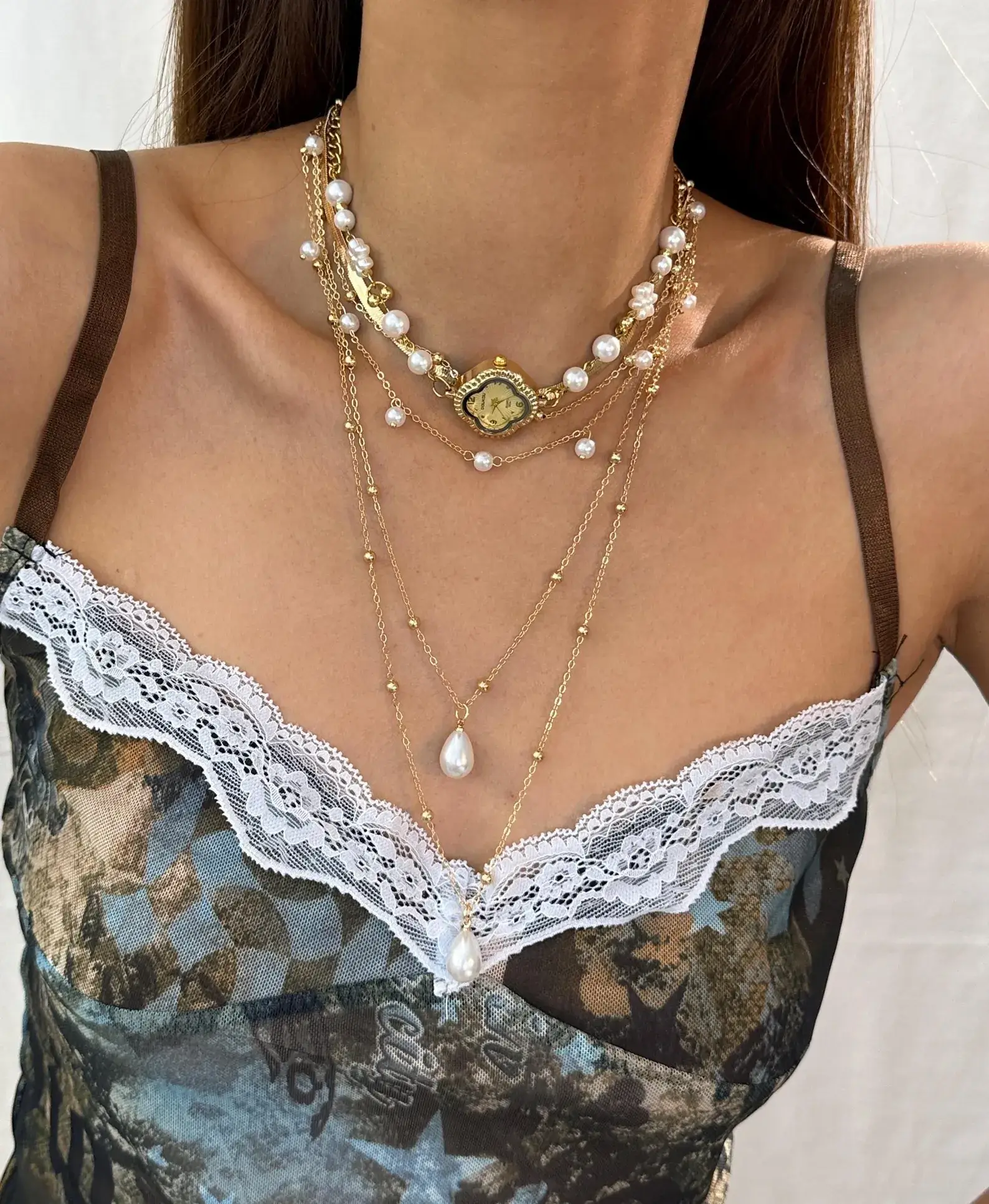 Casual Stainless Steel Watch Necklace stylish watch choker necklace