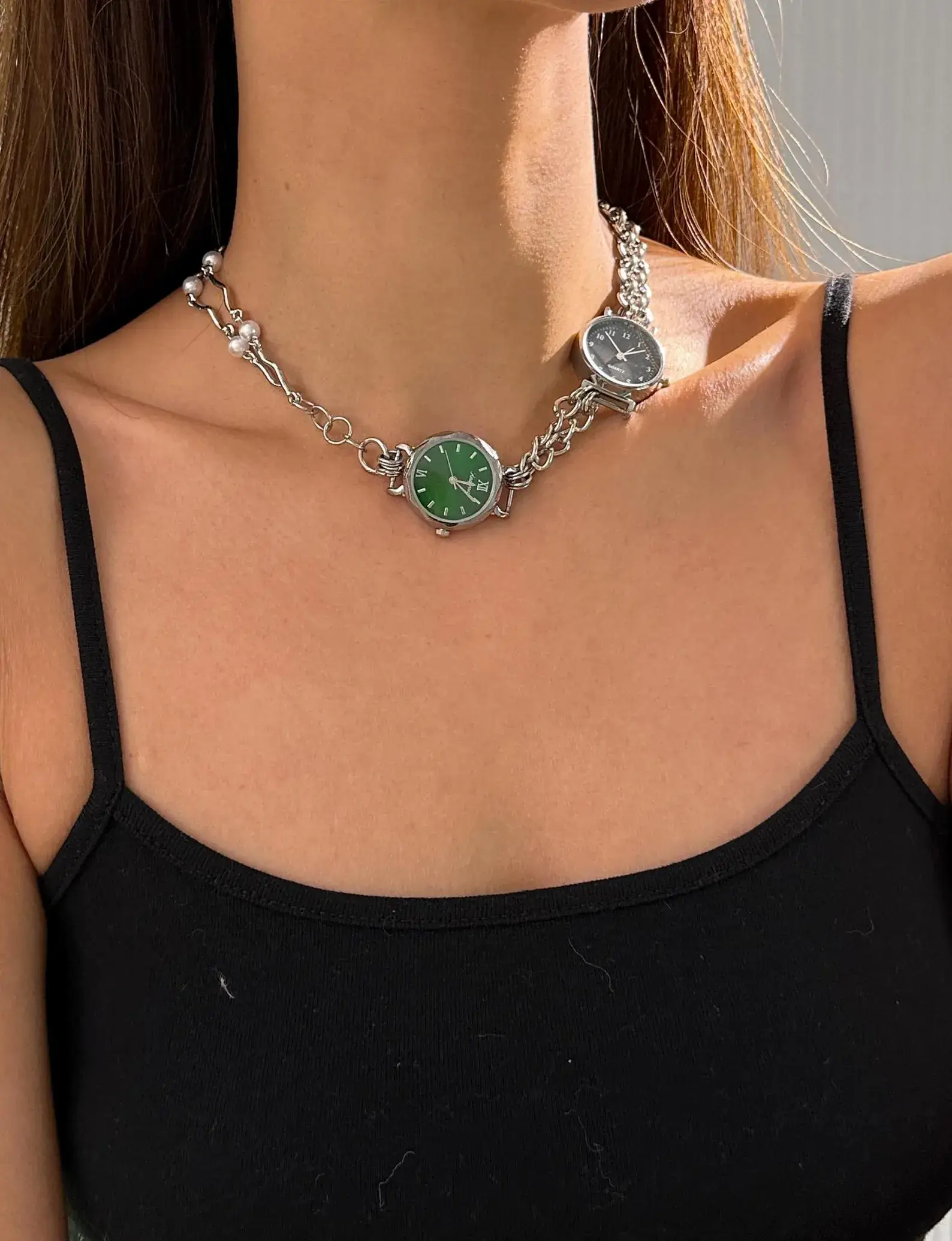 Classic Silver Punk Watch Choker stylish watch choker necklace