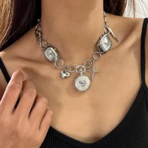 Boho Crystal Punk Watch Choker stylish watch choker necklace