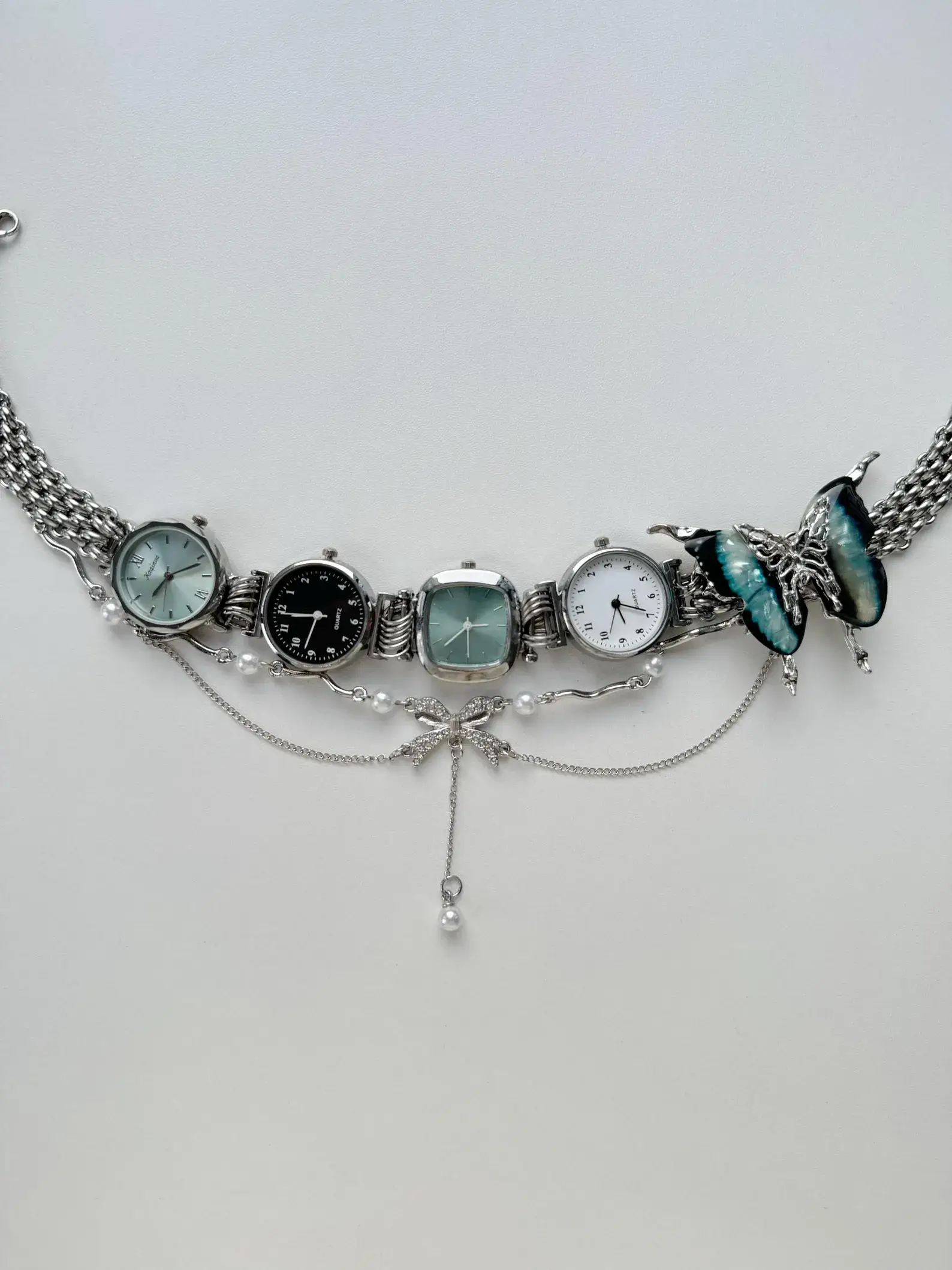 Luxury Chrome Punk Watch Necklace stylish watch choker necklace