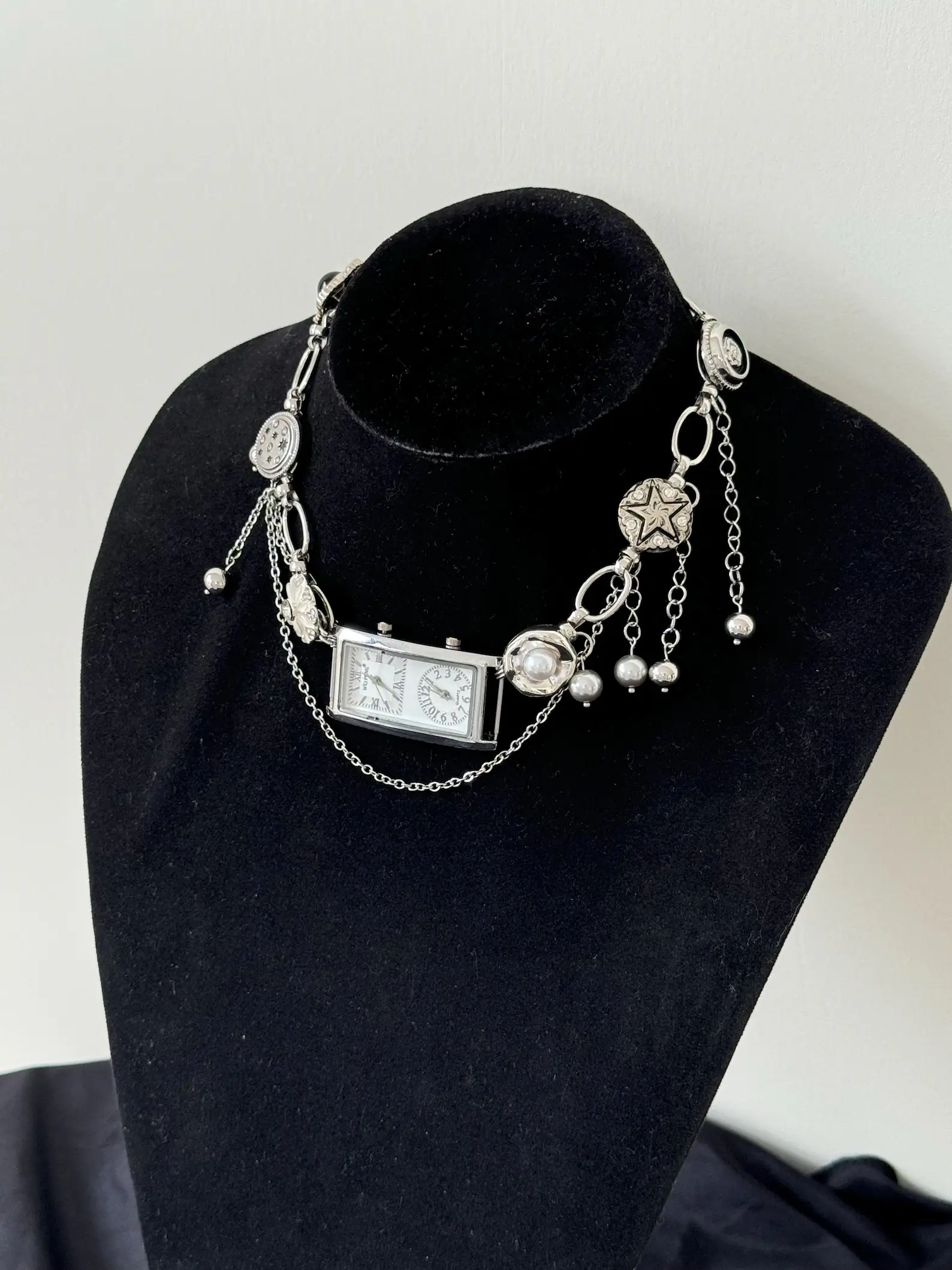Boho Crystal Punk Handmade Watch Necklace stylish watch choker necklace