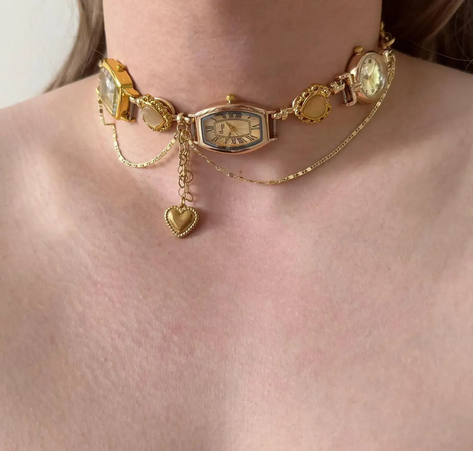Trendy Y2K Neon Watch Necklace stylish watch choker necklace