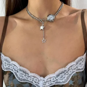 Bold Punk Leather Crystal Watch Choker stylish watch choker necklace