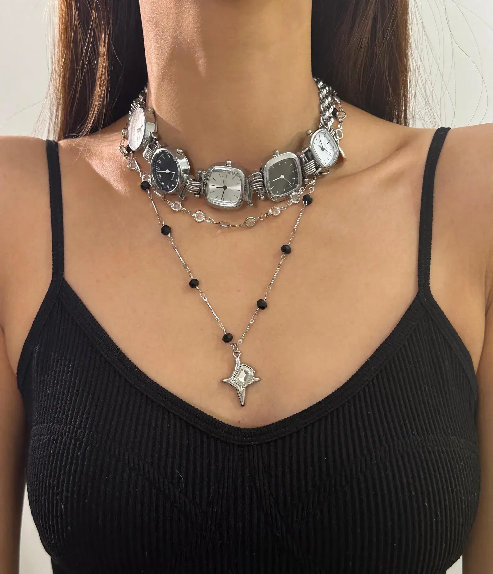 Unique Handmade Layered Watch Necklace stylish watch choker necklace