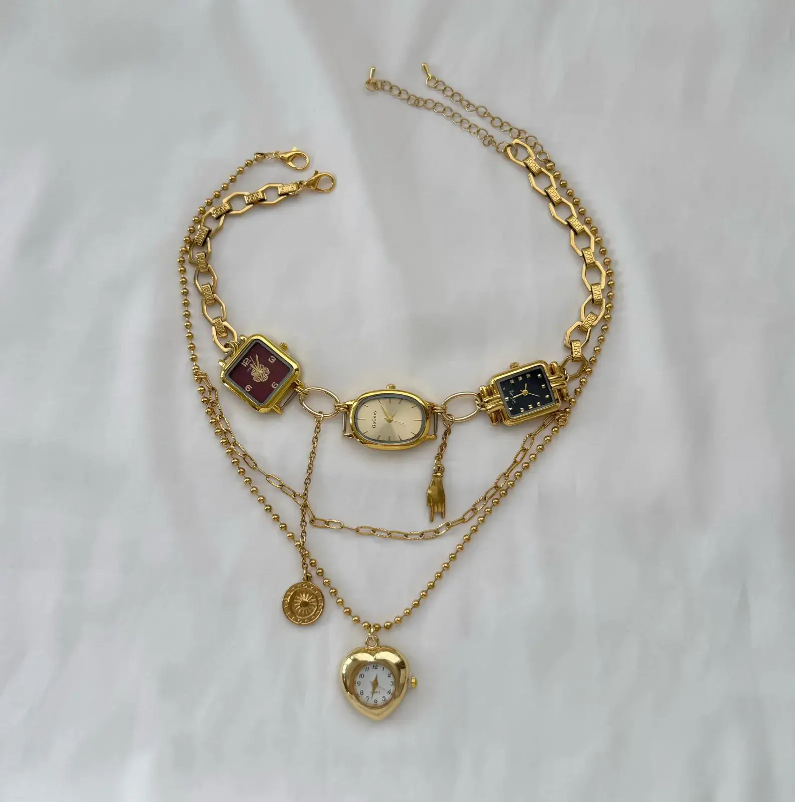 Luxury Chrome Cyberpunk Watch Necklace stylish watch choker necklace