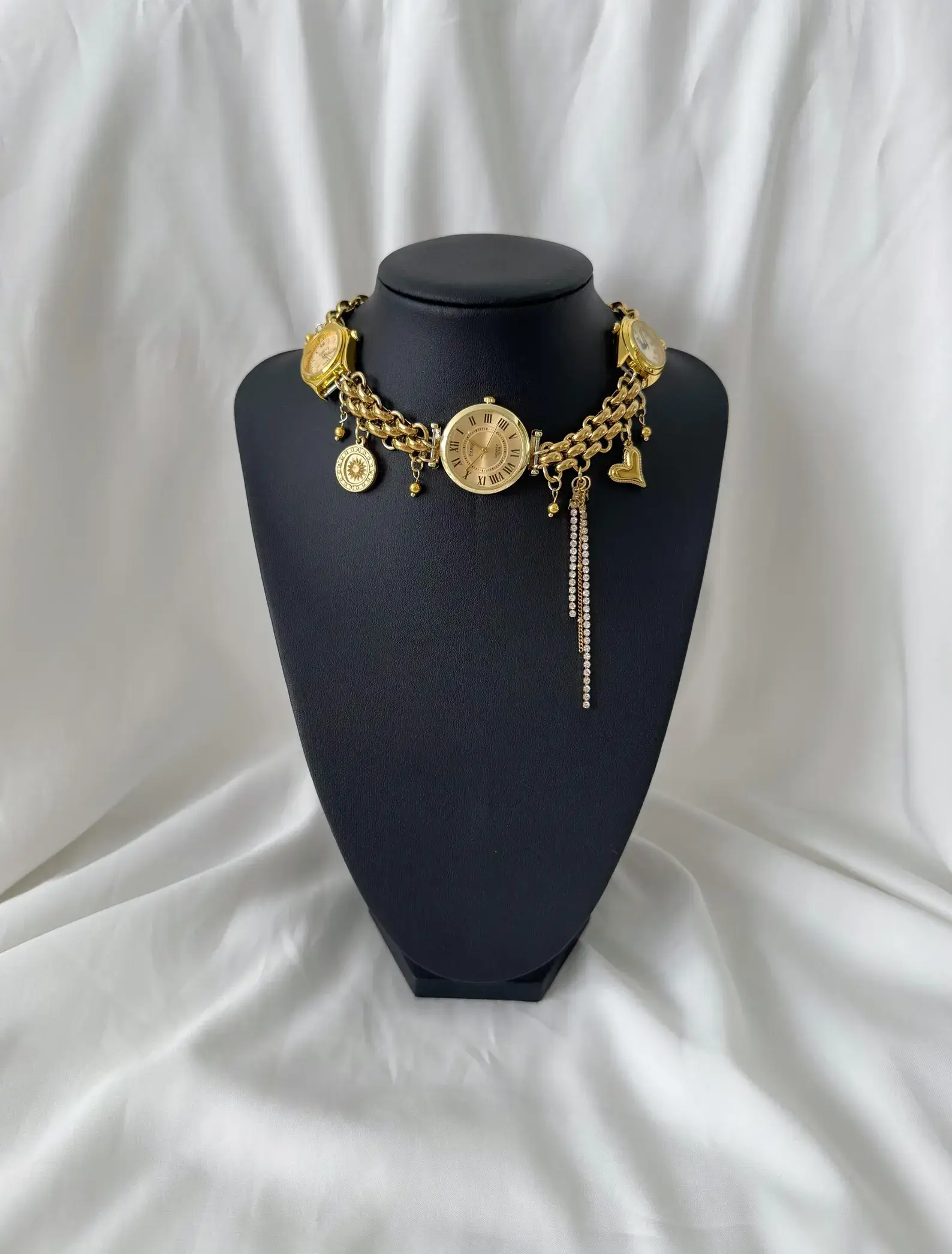 Boho Crystal Pendant Watch Necklace stylish watch choker necklace