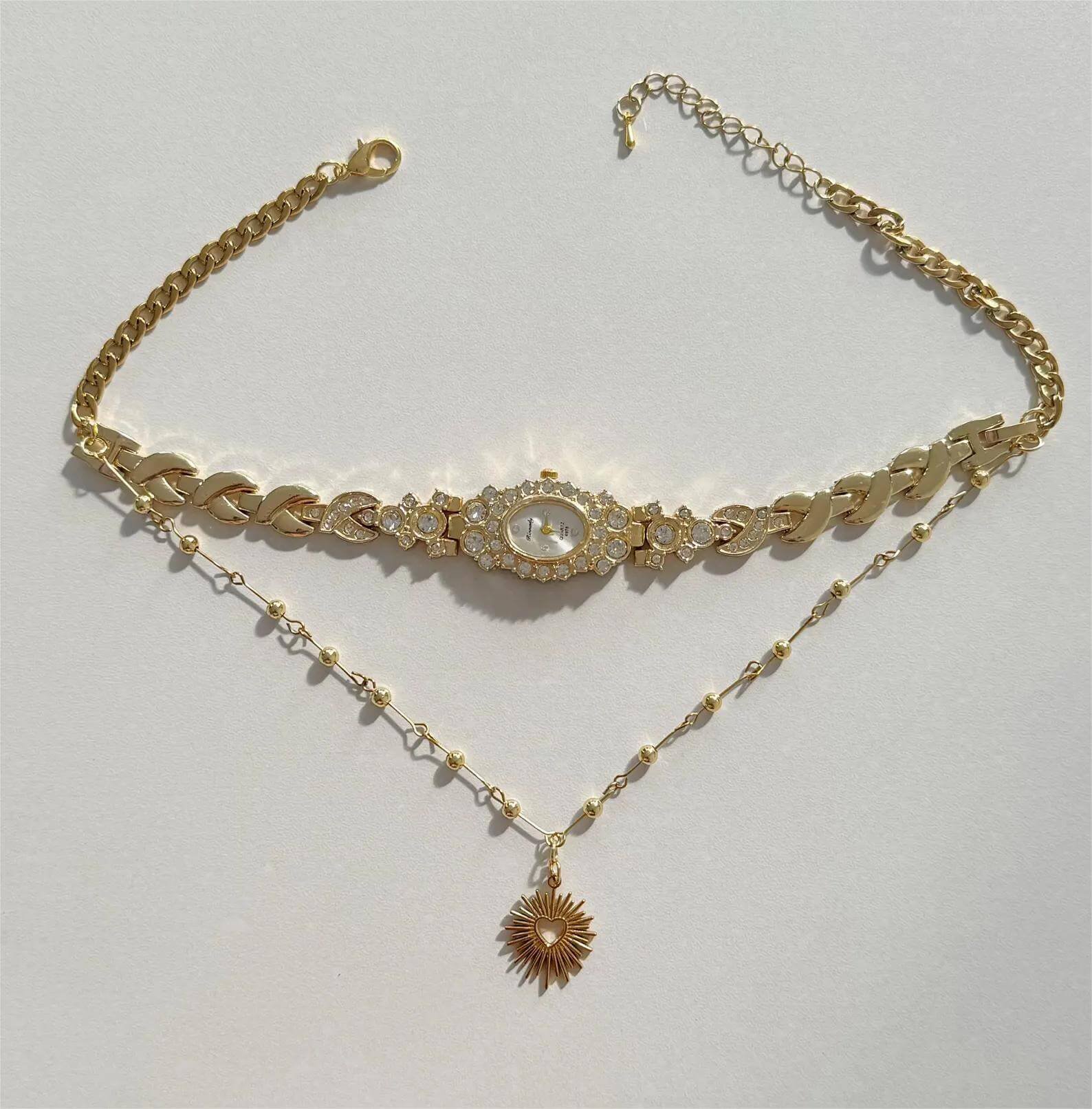 Elegant Pearl Crystal Watch Choker stylish watch choker necklace