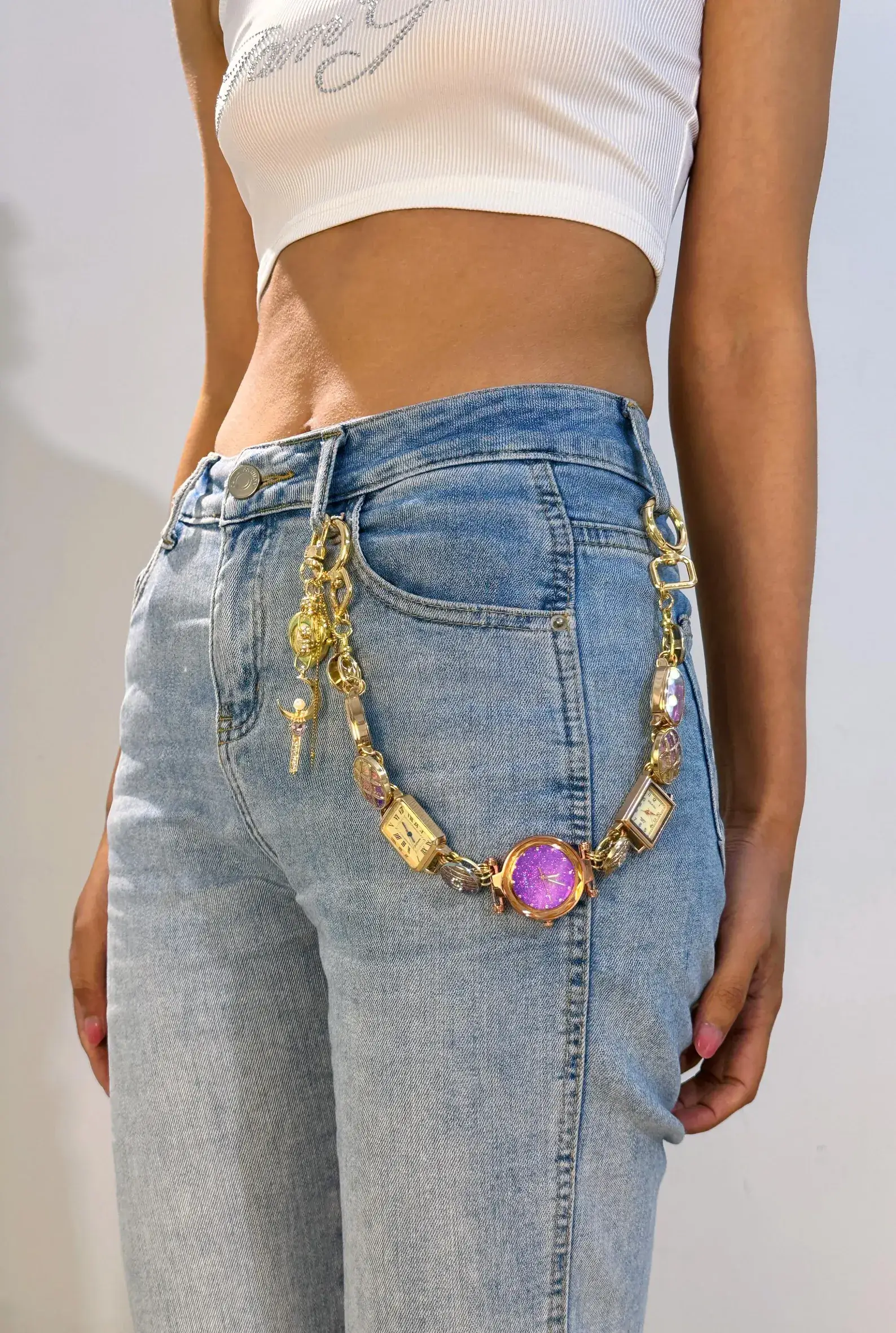 gold minimalist watch pants chain luxury streetwear jewelry