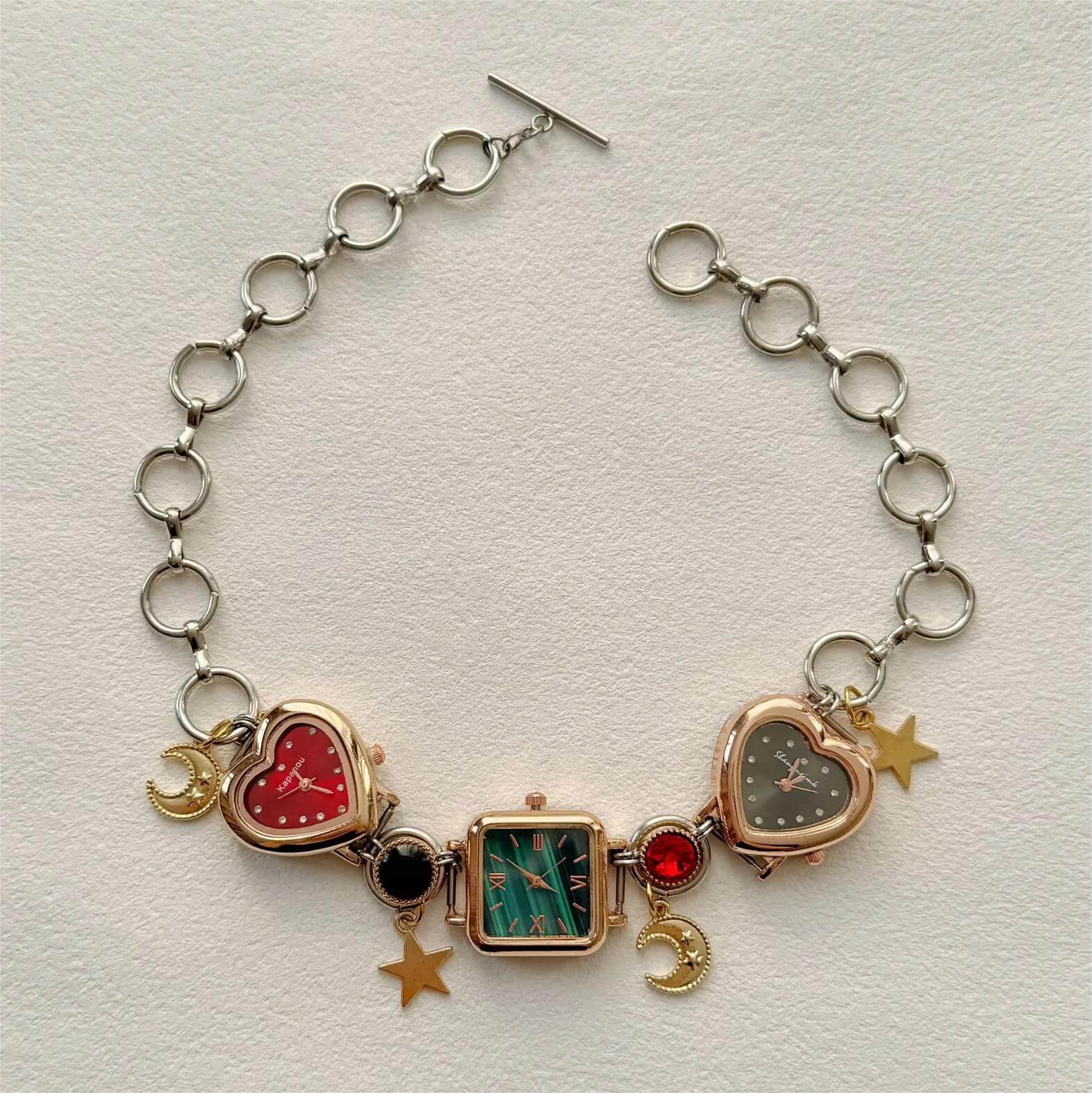 Casual Stainless Steel Punk Watch Necklace stylish watch choker necklace