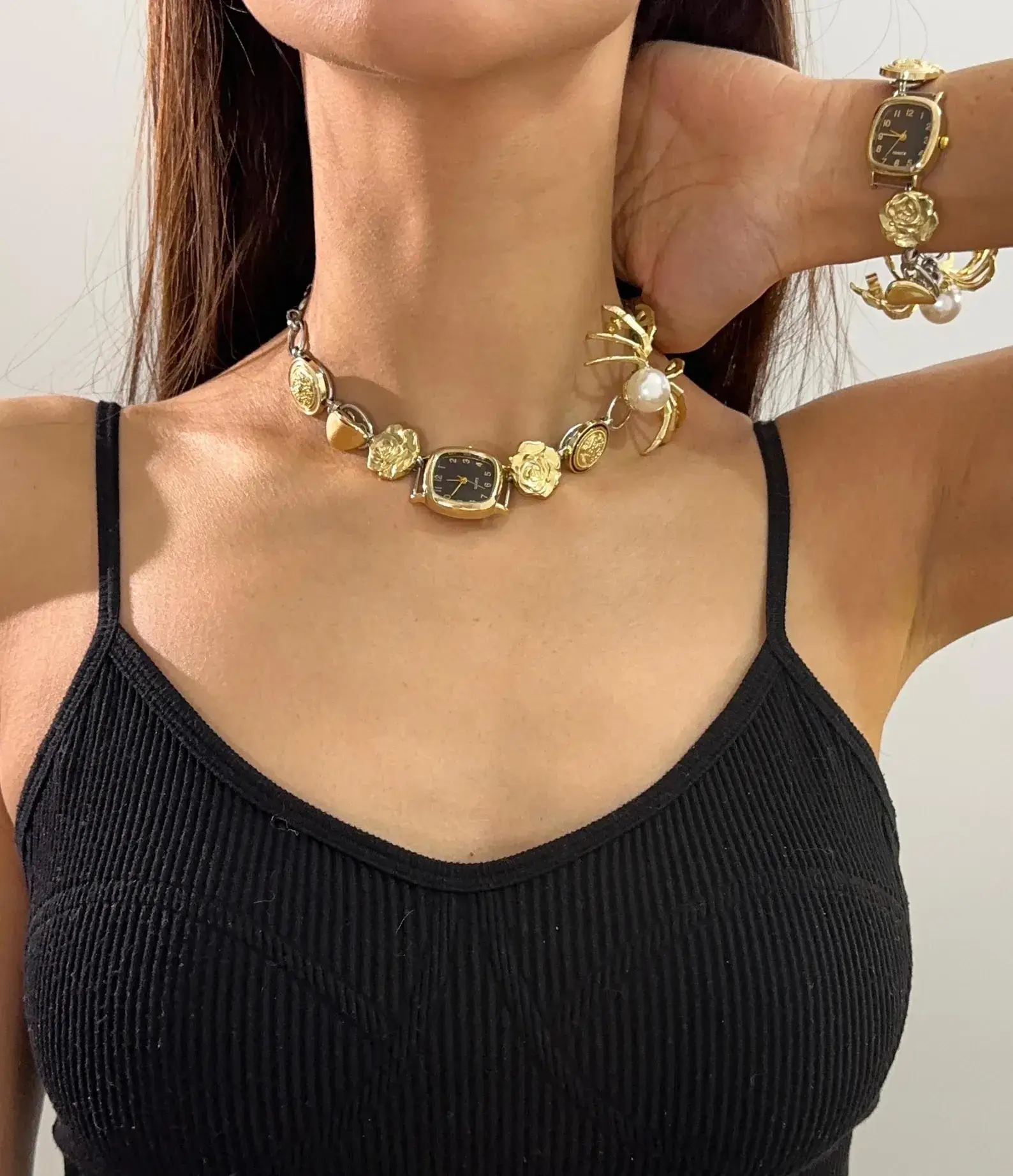 Modern Retro-Futuristic Watch Pendant stylish watch choker necklace