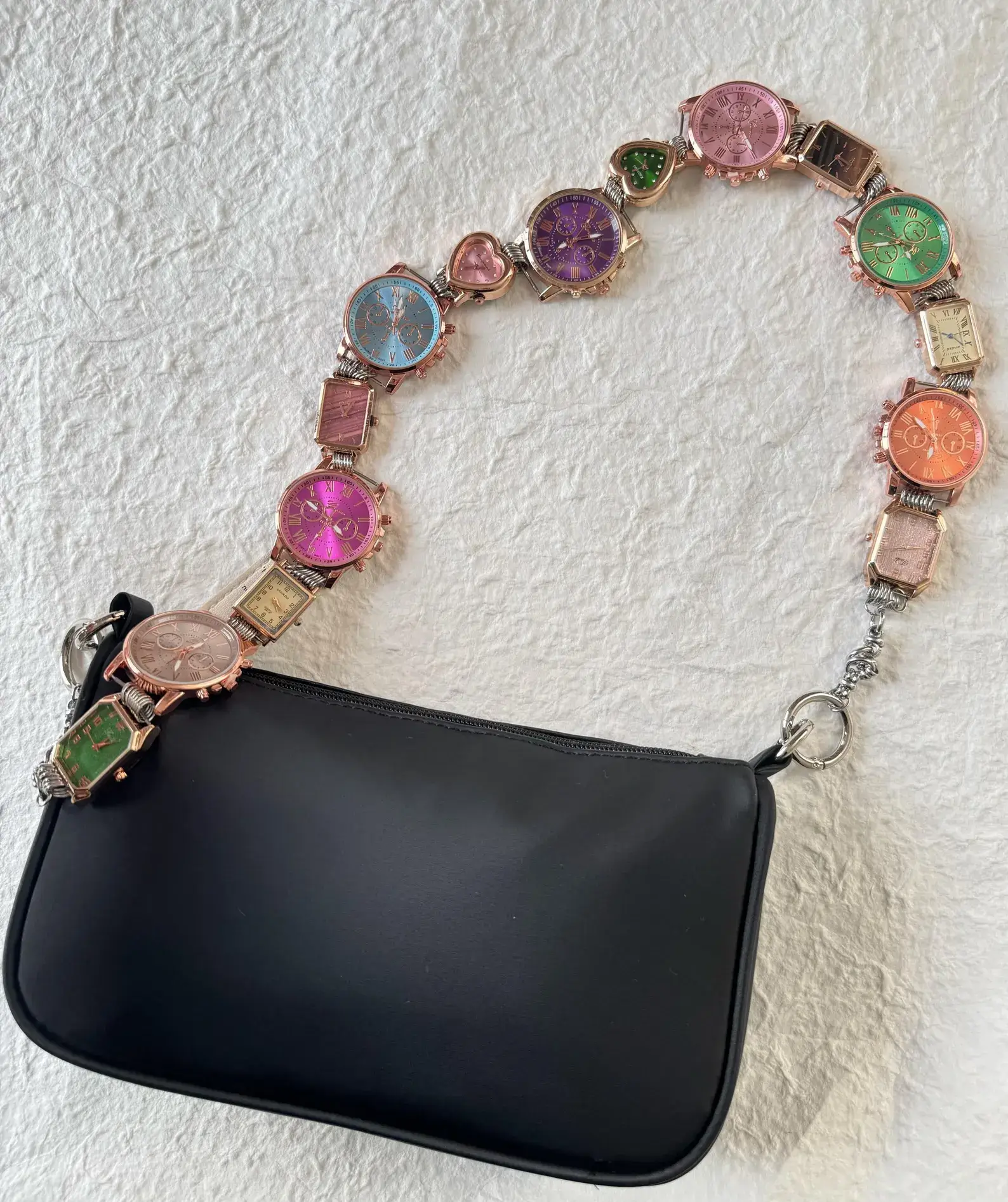 Gothic black chrome watch bag chain styled by BLACKPINK