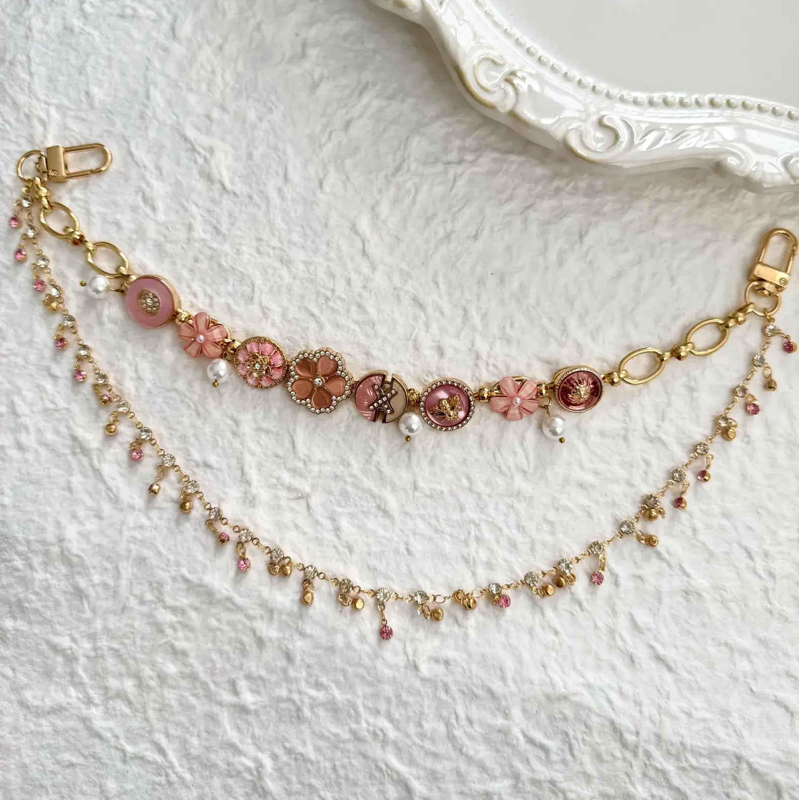 Handmade vintage gold watch bag chain styled by Taylor Swift