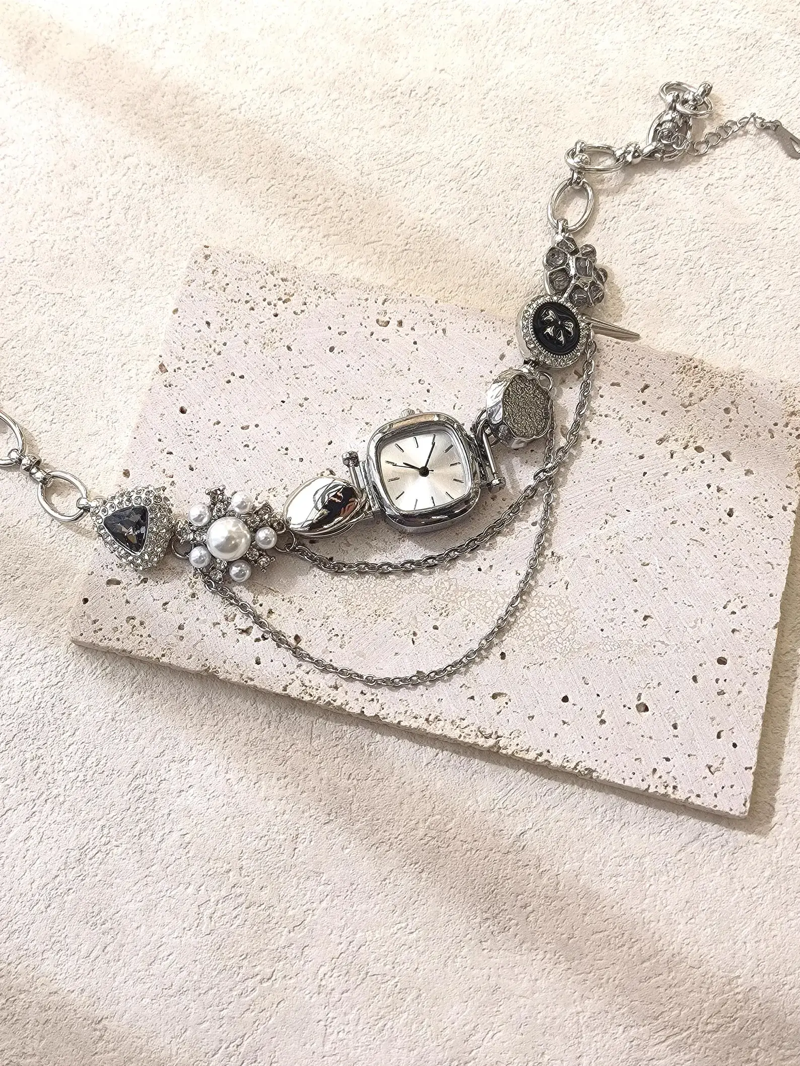Classic Titanium Layered Watch Necklace stylish watch choker necklace