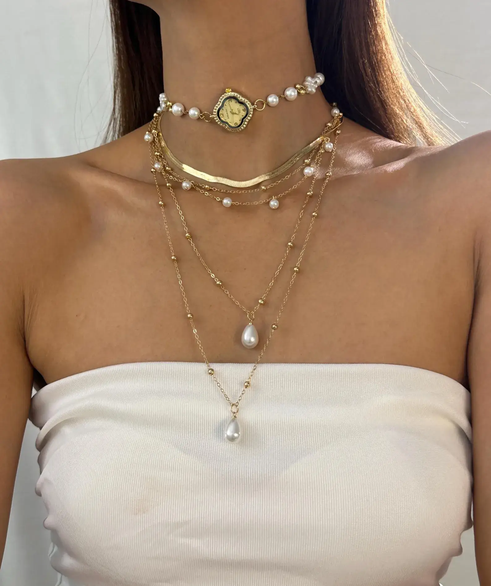 Casual Stainless Steel Watch Necklace stylish watch choker necklace