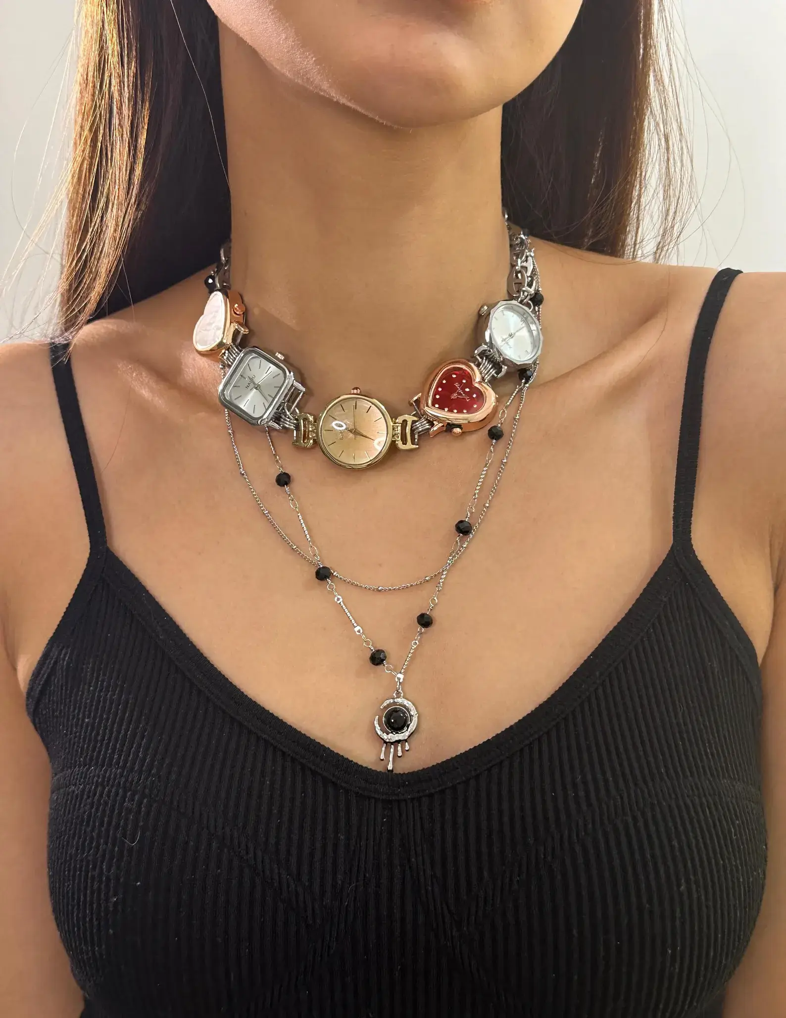 Bold Punk Leather Watch Choker stylish watch choker necklace