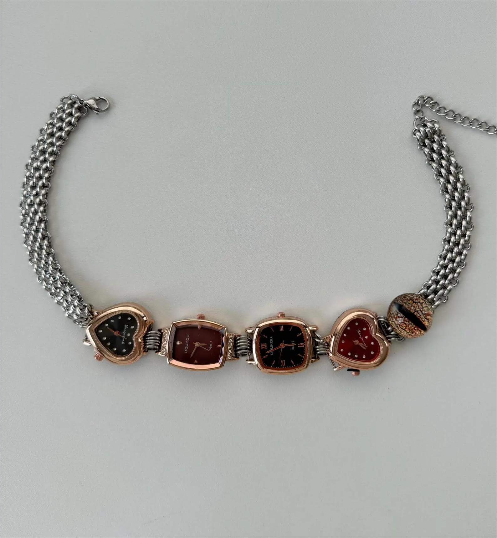 Bold Punk Crystal Watch Pendant Necklace stylish watch choker necklace