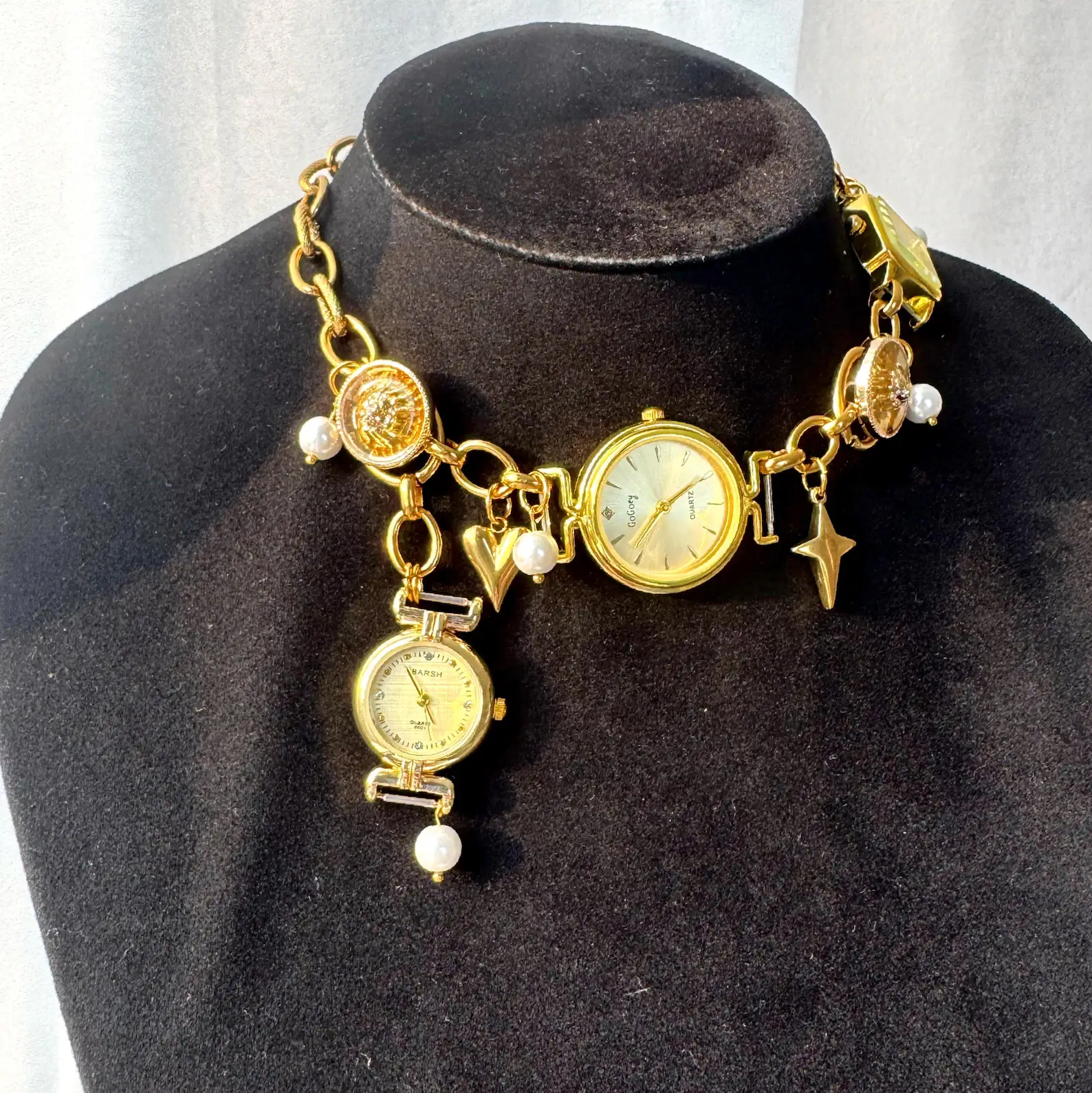 Bold Gothic Black Handmade Punk Watch Pendant Necklace stylish watch choker necklace