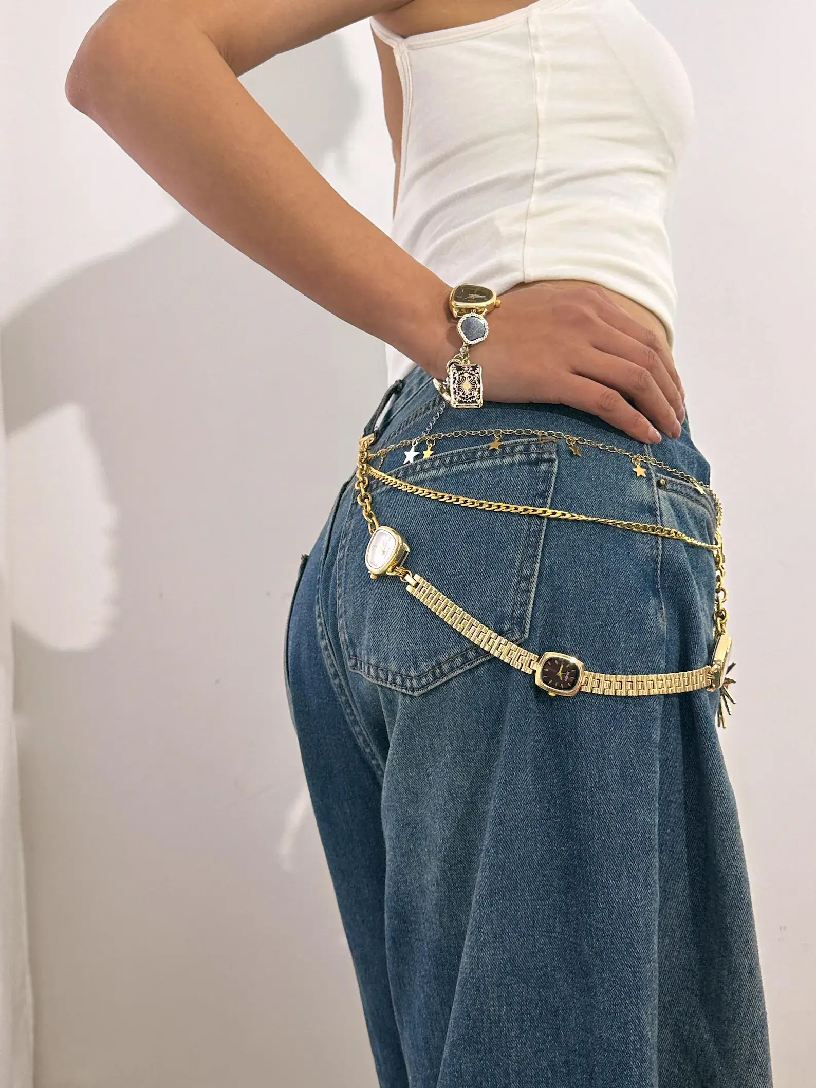 gothic vintage watch pants chain alexander mcqueen inspired
