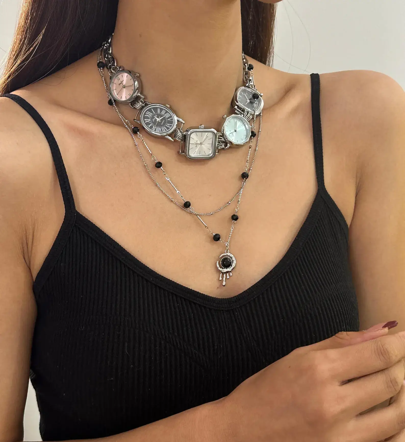Bold Punk Leather Watch Choker stylish watch choker necklace