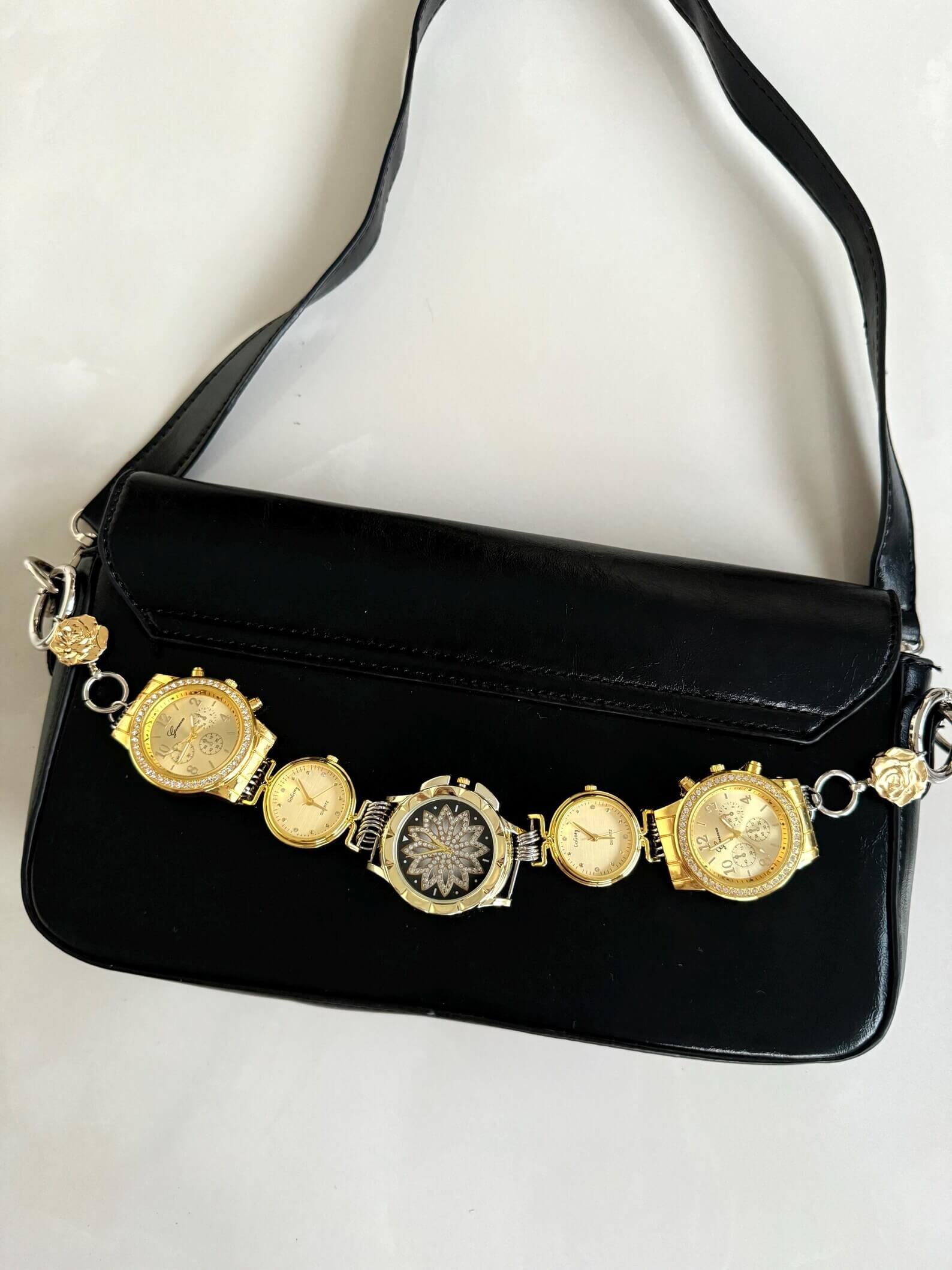 Chrome cyberpunk watch bag chain styled by Billie Eilish