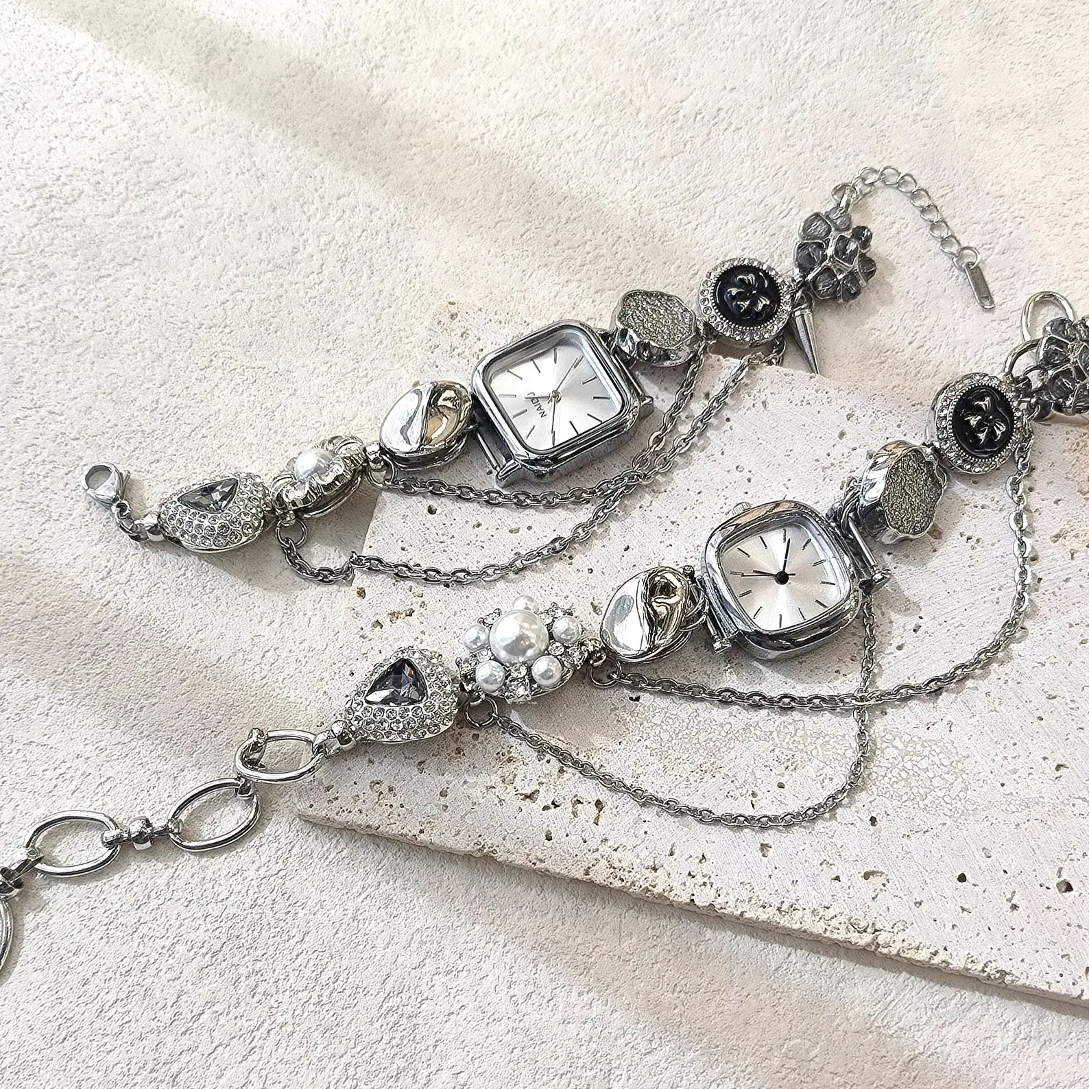 Classic Titanium Layered Watch Necklace stylish watch choker necklace