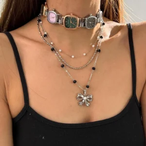 Celebrity Style Neon Cyber Watch Choker stylish watch choker necklace