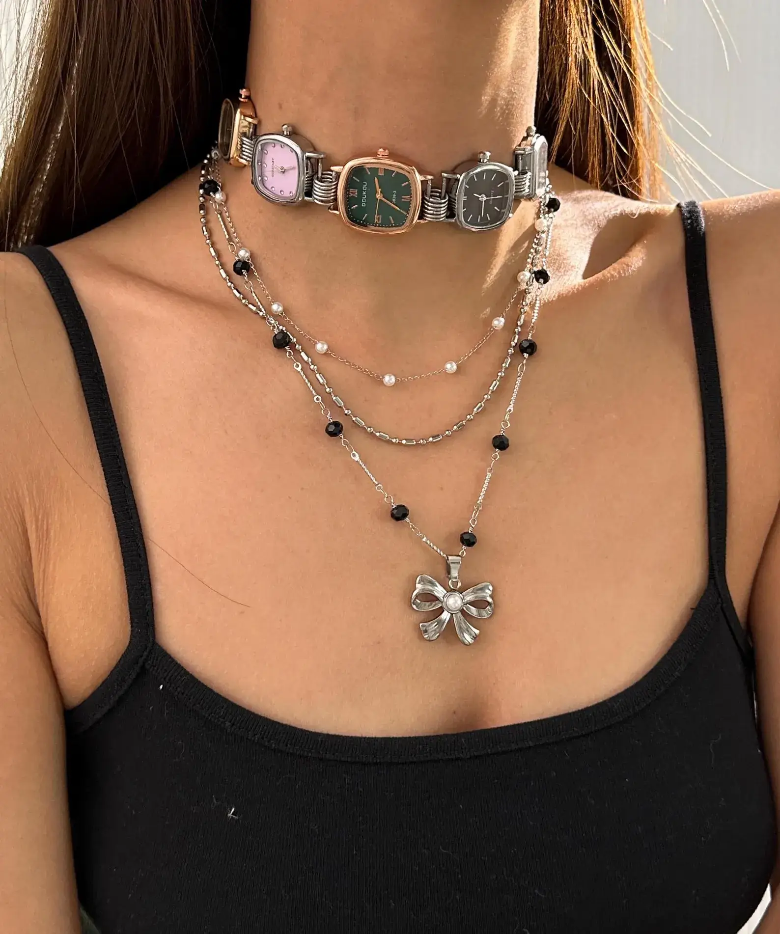 Celebrity Style Neon Cyber Watch Choker stylish watch choker necklace