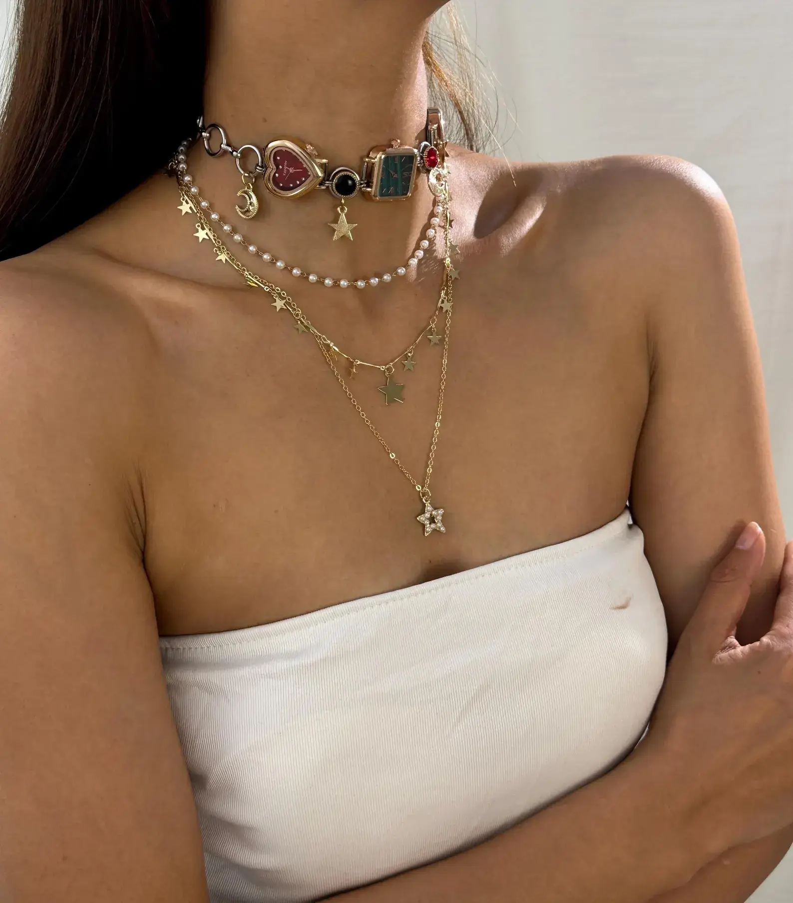 Casual Stainless Steel Punk Watch Necklace stylish watch choker necklace
