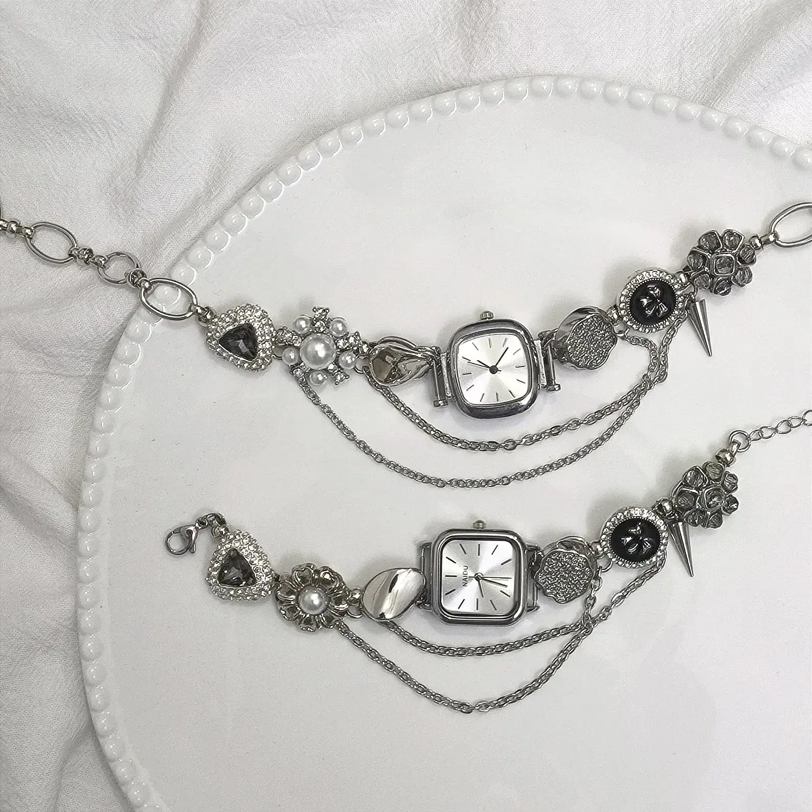 Classic Titanium Layered Watch Necklace stylish watch choker necklace